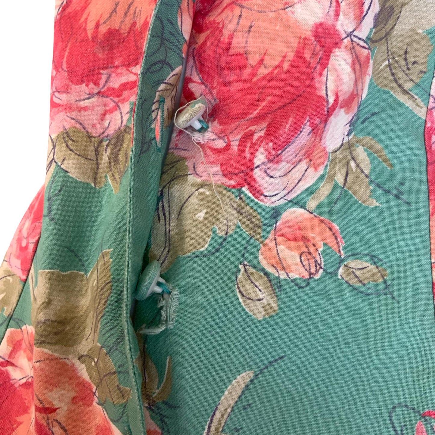 VTG 80s does 50s 'LAURA ASHLEY' BLUE RED FLORAL DROP-WAIST A-LINE MIDI DRESS S 8