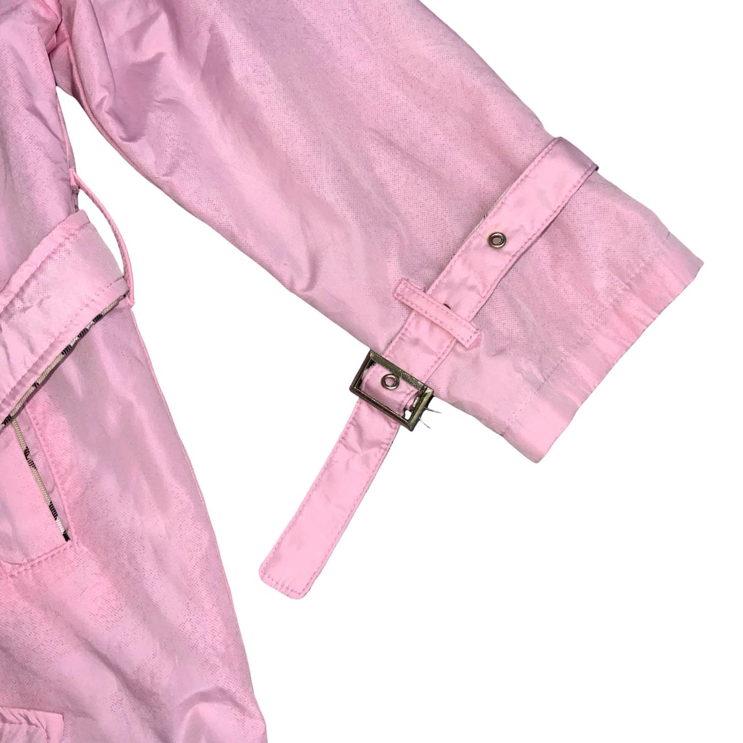VTG 'BURBERRY LONDON' PINK TARTAN DOUBLE BREASTED BELTED TRENCH COAT S 8 10