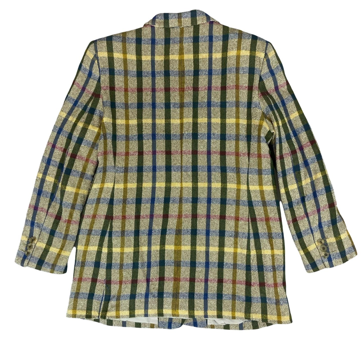 VTG 70s 80s 'DAKS' SIGNATURE BEIGE BLUE LONDON TARTAN WOOL BRITISH TAILORED M 14