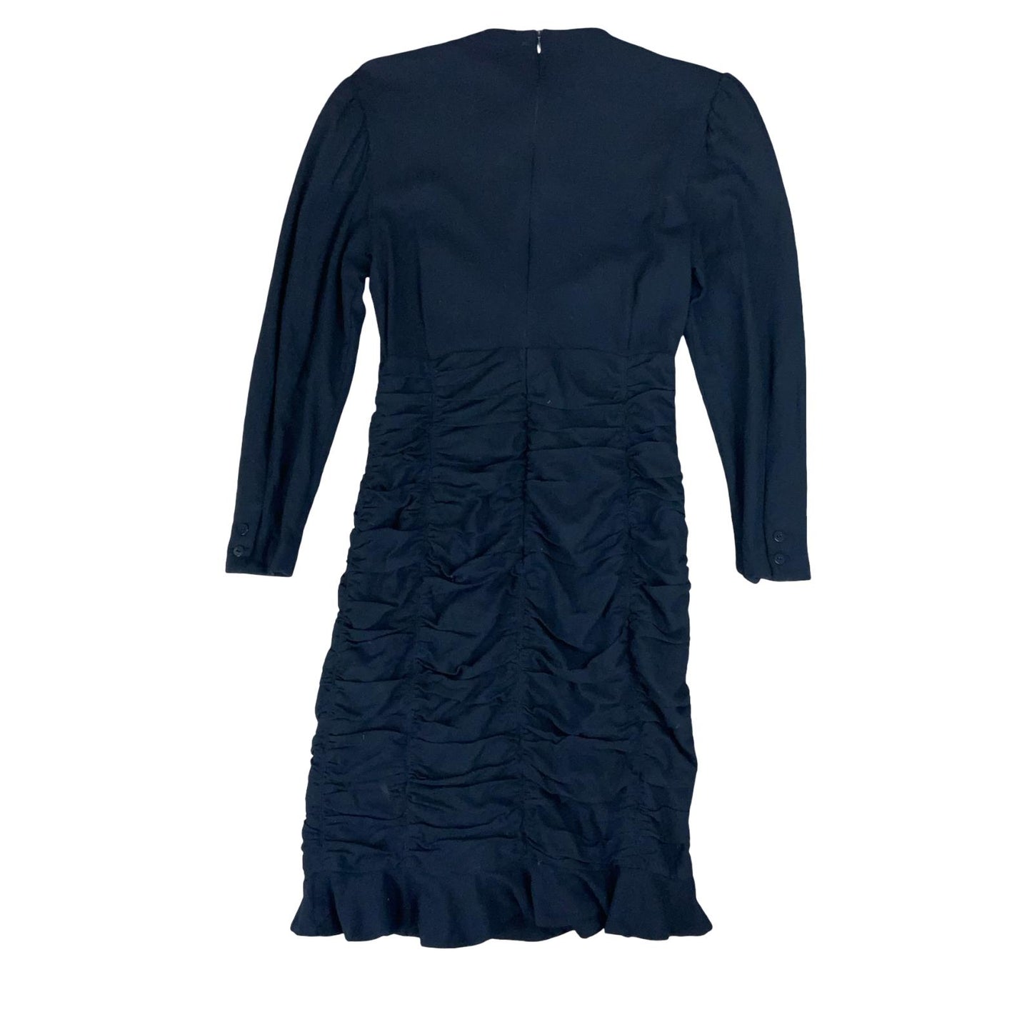 VTG 'ESCADA' BLUE LONG-SLEEVED RUCHED WAIST LUXURIOUS SOPHISTICATED DRESS M 12