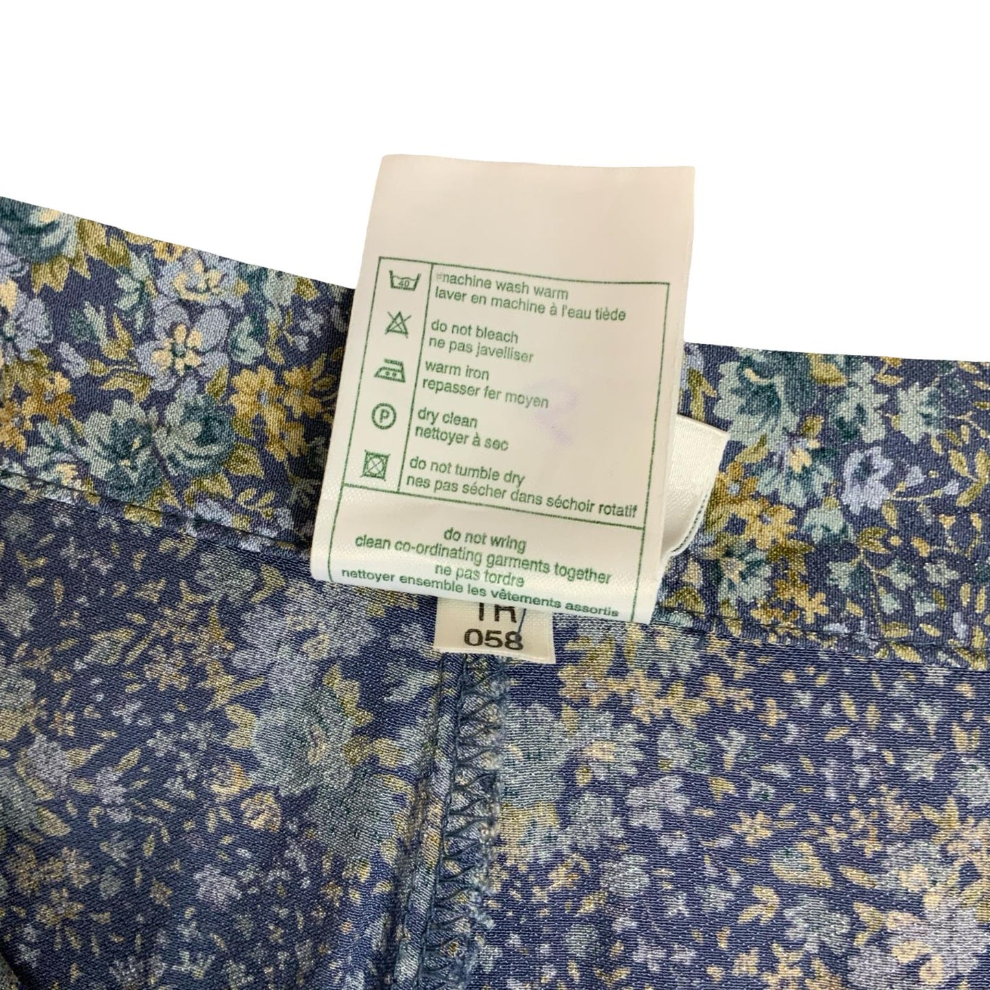 VTG 90s 00s 'LAURA ASHLEY' BLUE GREEN FLORAL WIDE LEG LIGHTWEIGHT TROUSERS XS 6