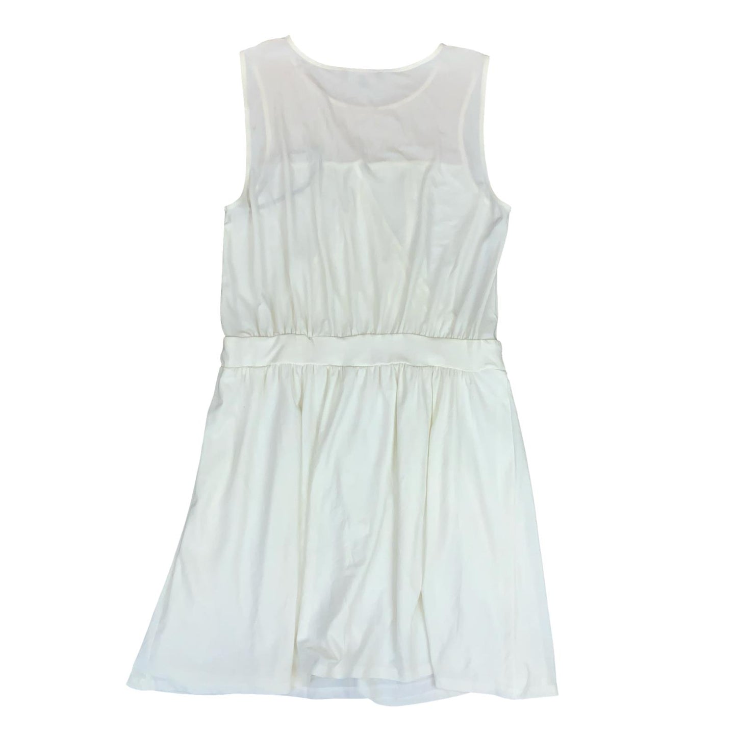 VTG 90s 'MORGAN' WHITE GOLD WRAP-STYLE MINI SLEEVELESS BEACH DAY SUMMER DRESS XS