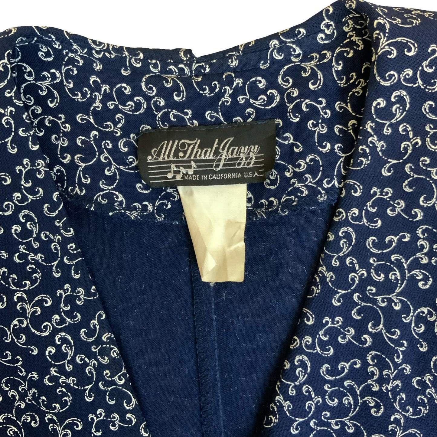 VTG 80s 90s 'ALL THAT JAZZ' BLUE WHITE FLORAL GRUNGE PRAIRIE BOXY MIDI DRESS S 8