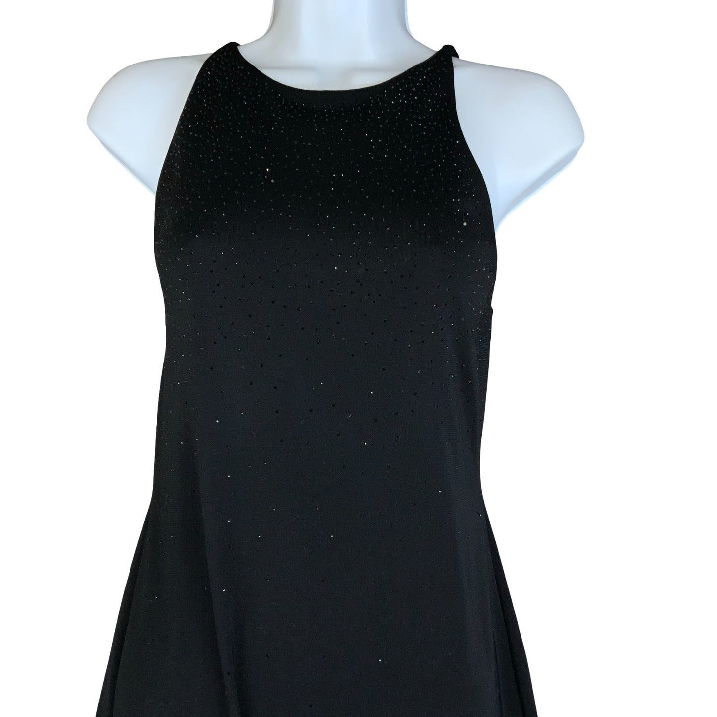 'LAUREN RALPH LAUREN' BLACK SLEEVELESS DIAMANTÉ EMBELLISHED MAXI DRESS UK 8/10