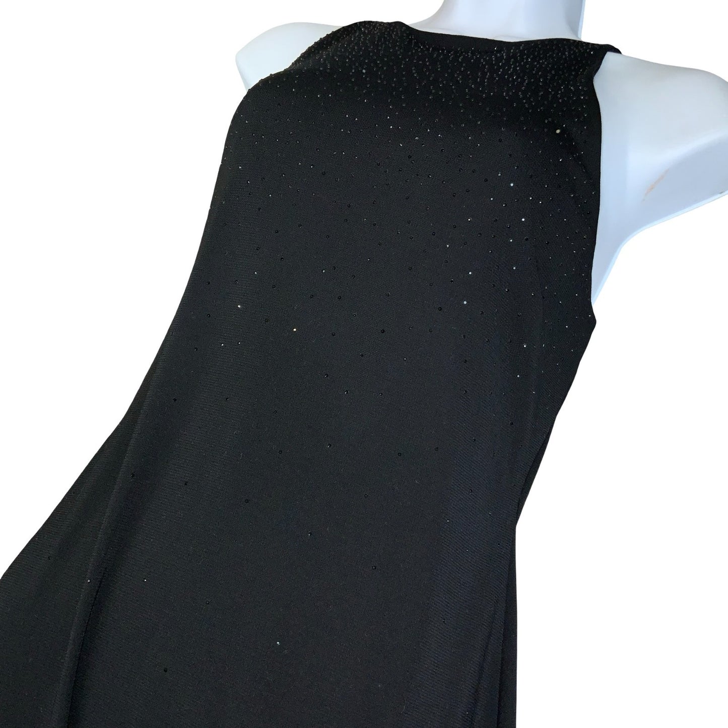 'LAUREN RALPH LAUREN' BLACK SLEEVELESS DIAMANTÉ EMBELLISHED MAXI DRESS UK 8/10