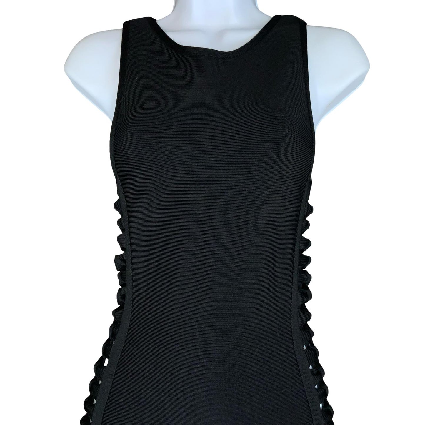 VTG 90s 'HOUSE OF CB' BLACK ELASTICATED BODYCON CUT-OUT DETAIL MAXI DRESS XS