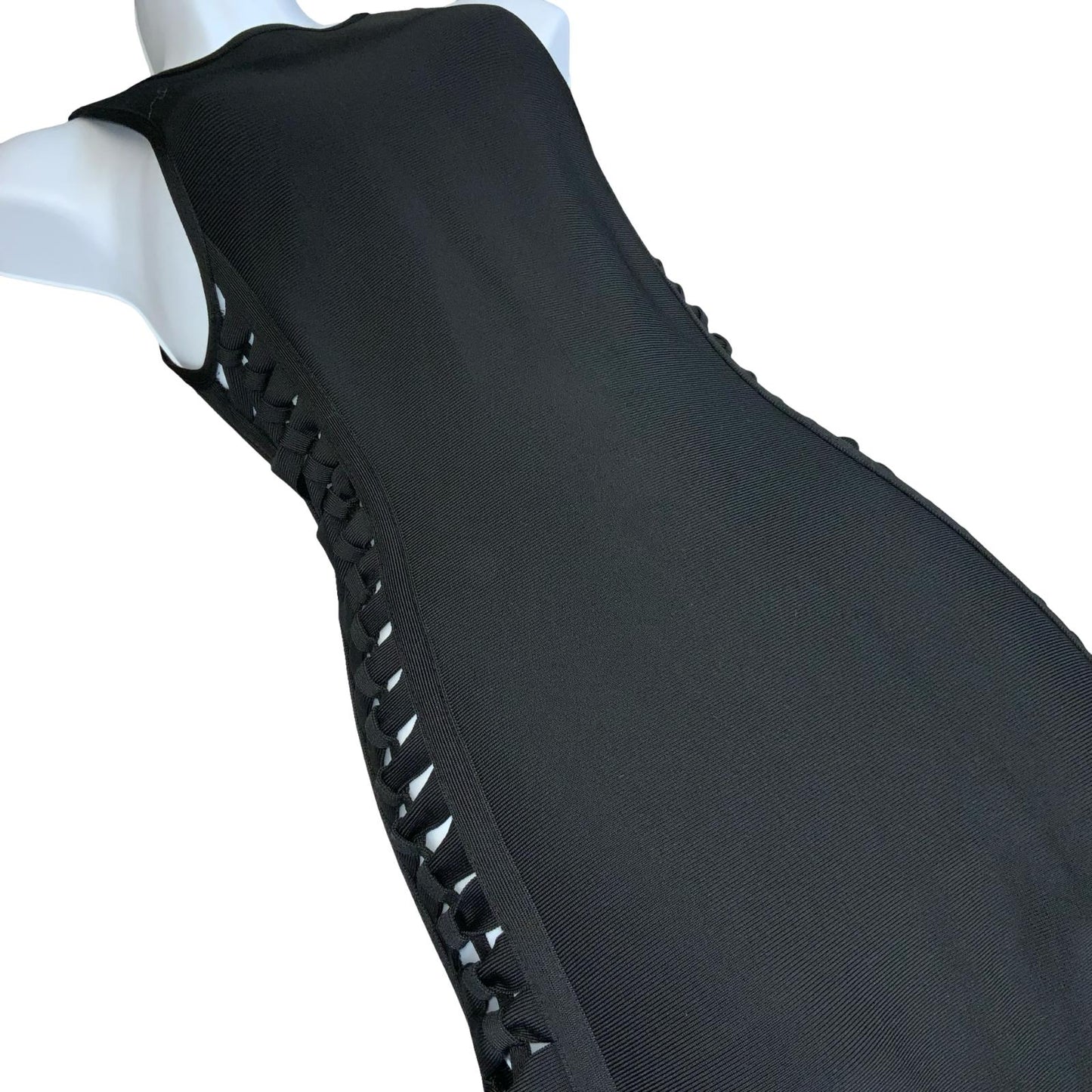 VTG 90s 'HOUSE OF CB' BLACK ELASTICATED BODYCON CUT-OUT DETAIL MAXI DRESS XS