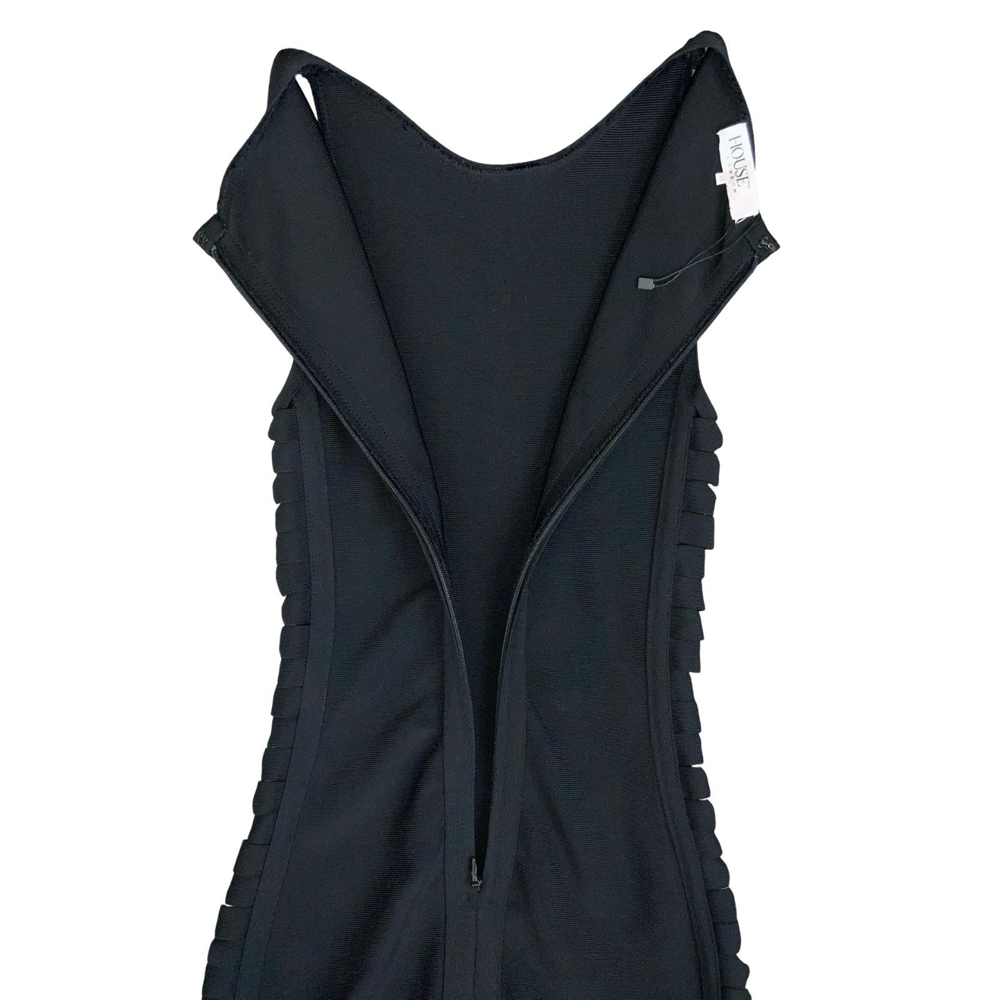 VTG 90s 'HOUSE OF CB' BLACK ELASTICATED BODYCON CUT-OUT DETAIL MAXI DRESS XS