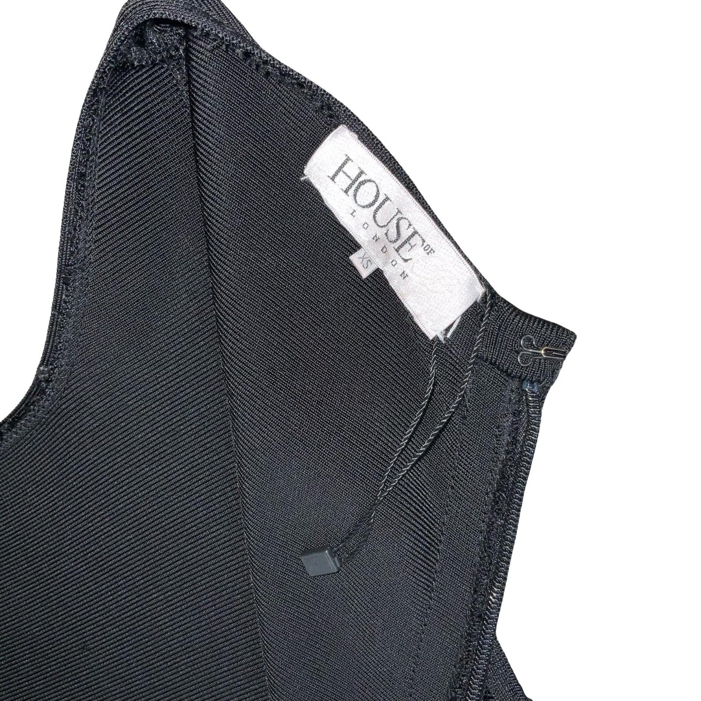 VTG 90s 'HOUSE OF CB' BLACK ELASTICATED BODYCON CUT-OUT DETAIL MAXI DRESS XS