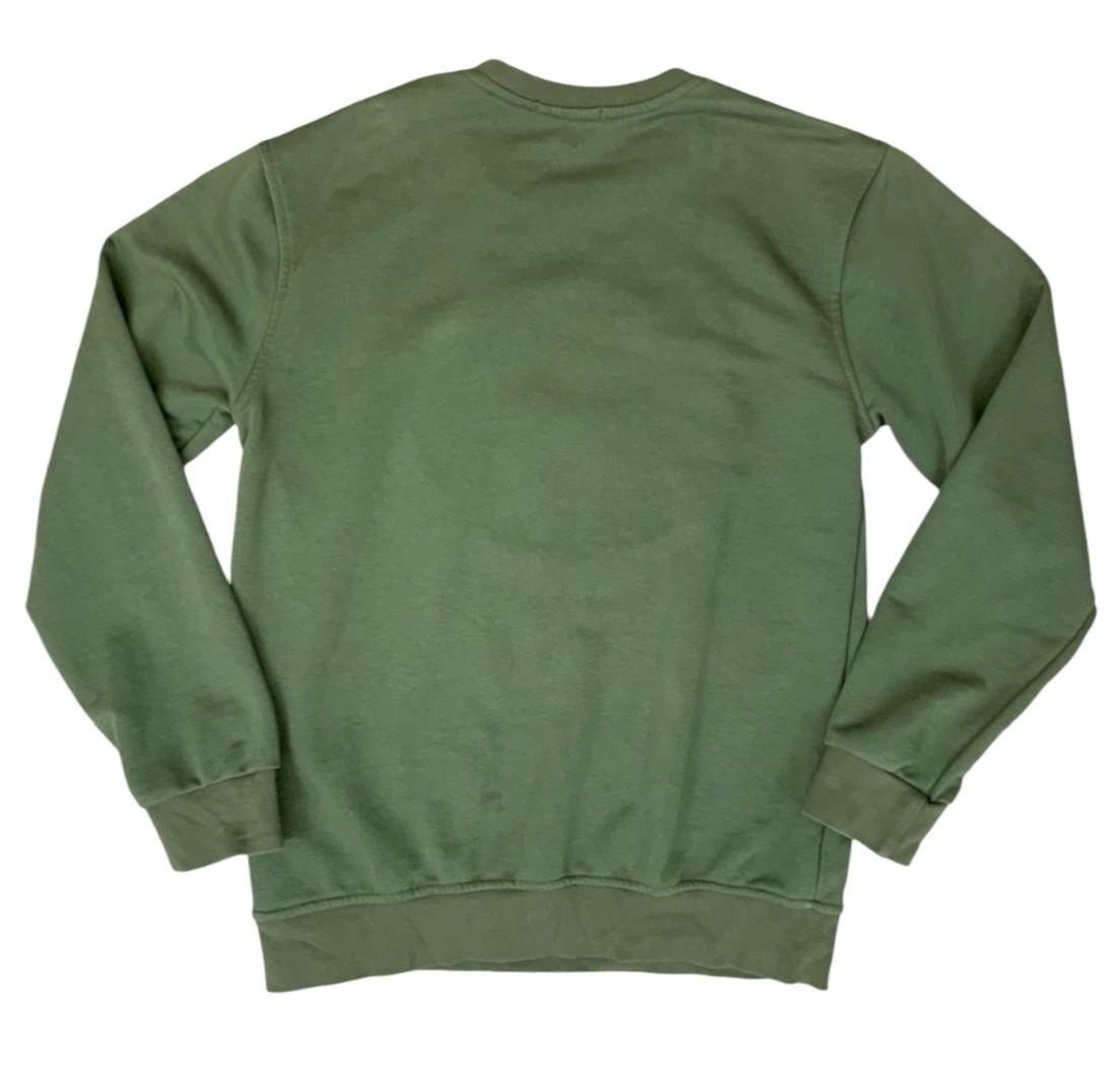 MONCLER OLIVE GREEN CHENILLE LOGO PATCH REVERSE WEAVE SWEATSHIRT MEDIUM