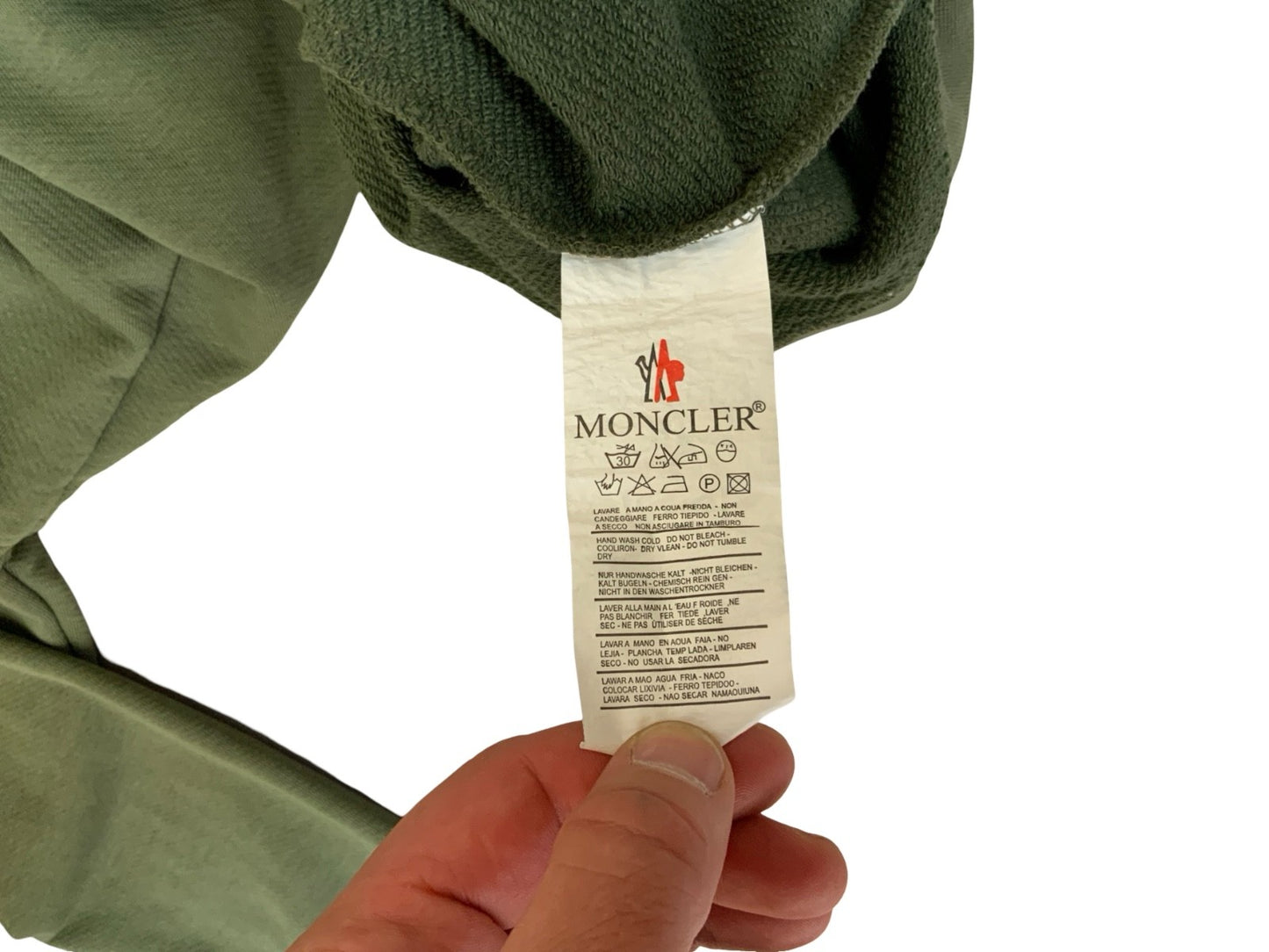 MONCLER OLIVE GREEN CHENILLE LOGO PATCH REVERSE WEAVE SWEATSHIRT MEDIUM