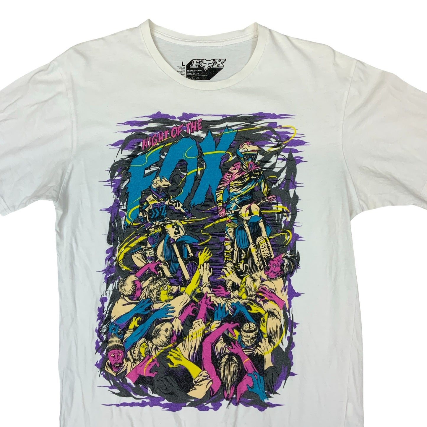 FOX RACING NIGHT OF THE FOX MOTOCROSS MOUNTAIN BIKE WHITE GRAPHIC TEE LARGE