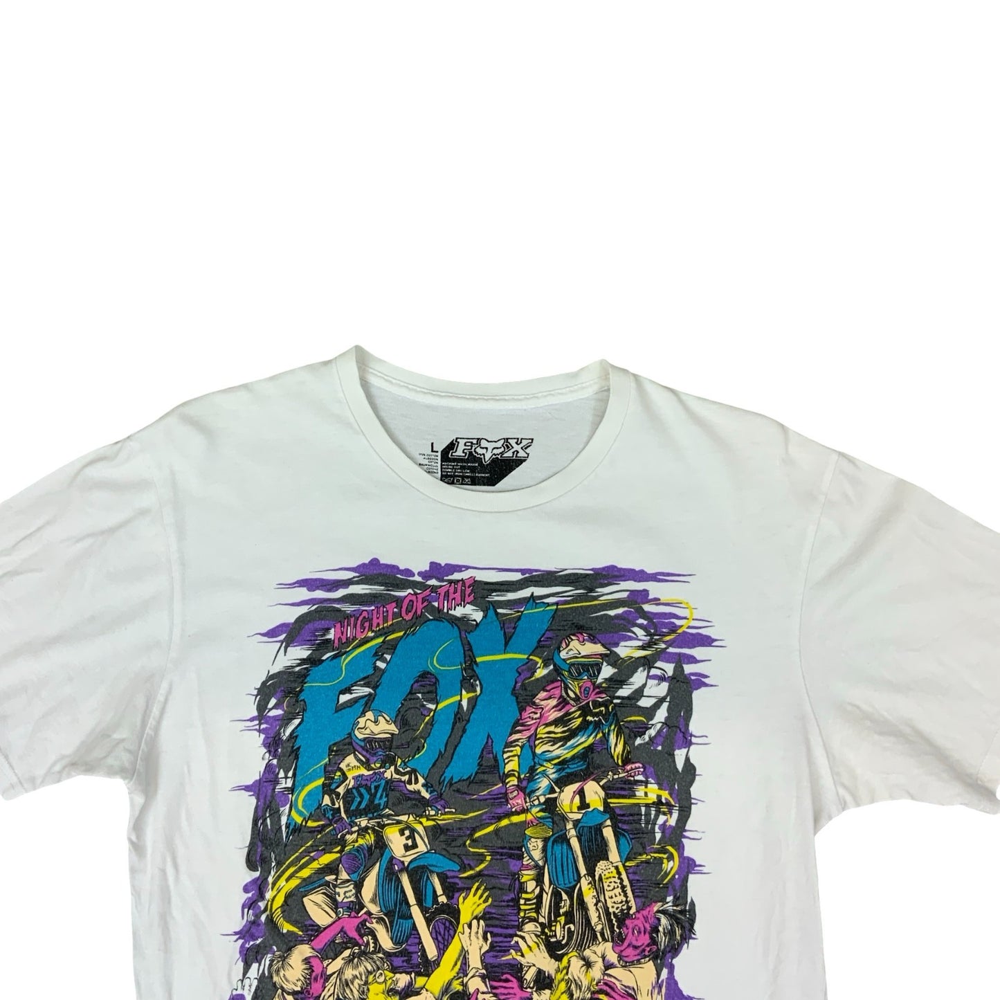 FOX RACING NIGHT OF THE FOX MOTOCROSS MOUNTAIN BIKE WHITE GRAPHIC TEE LARGE