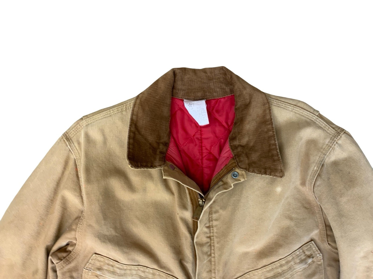 CARHARTT TAN DUCK CANVAS QUILT LINED BOILER SUIT OVERALLS USA WORKWEAR 36”W 27"L