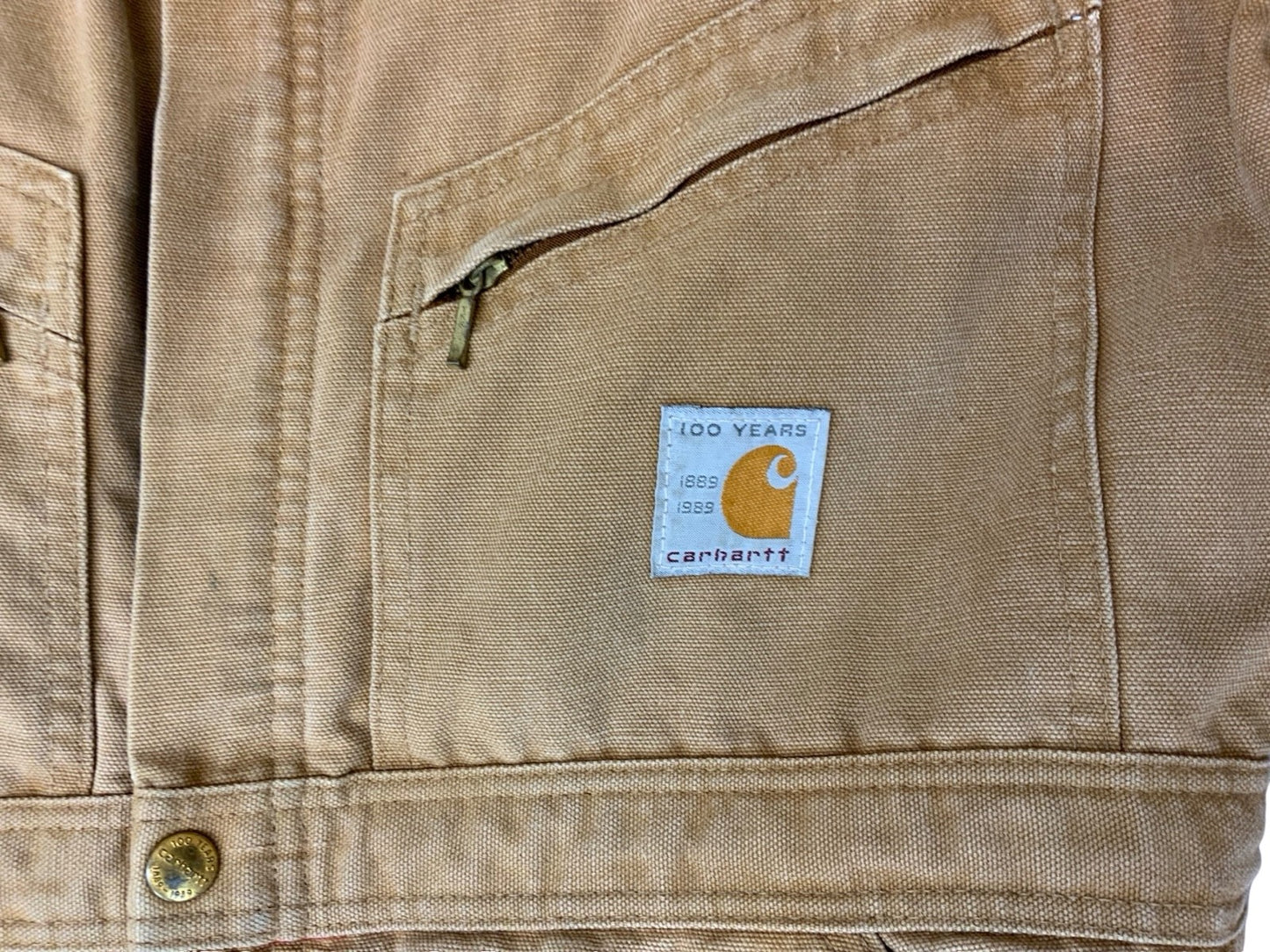 VTG CARHARTT LTD 1989 100 YEAR CANVAS QUILT LINED BOILER OVERALLS USA WORKWEAR M