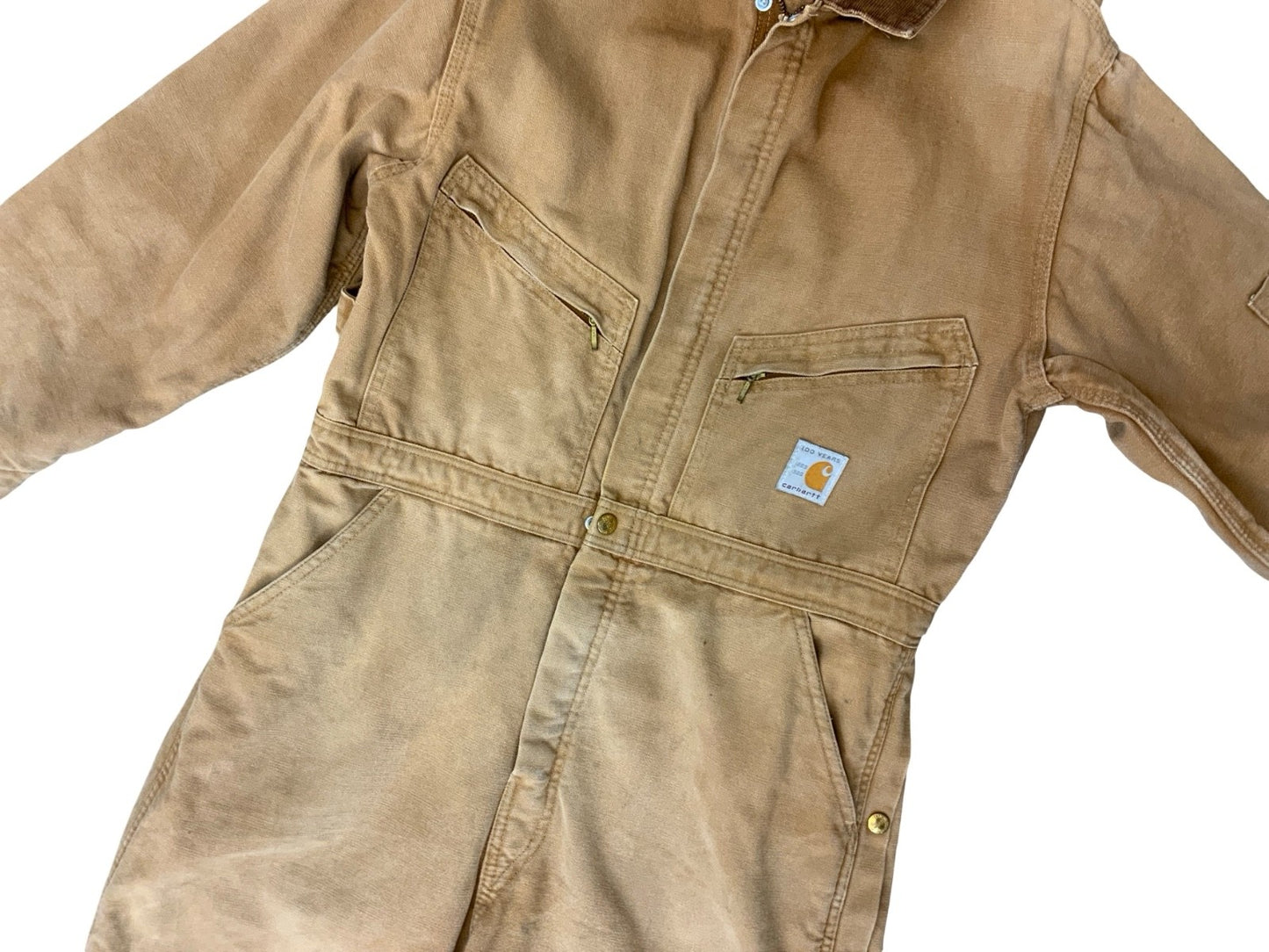 VTG CARHARTT LTD 1989 100 YEAR CANVAS QUILT LINED BOILER OVERALLS USA WORKWEAR M