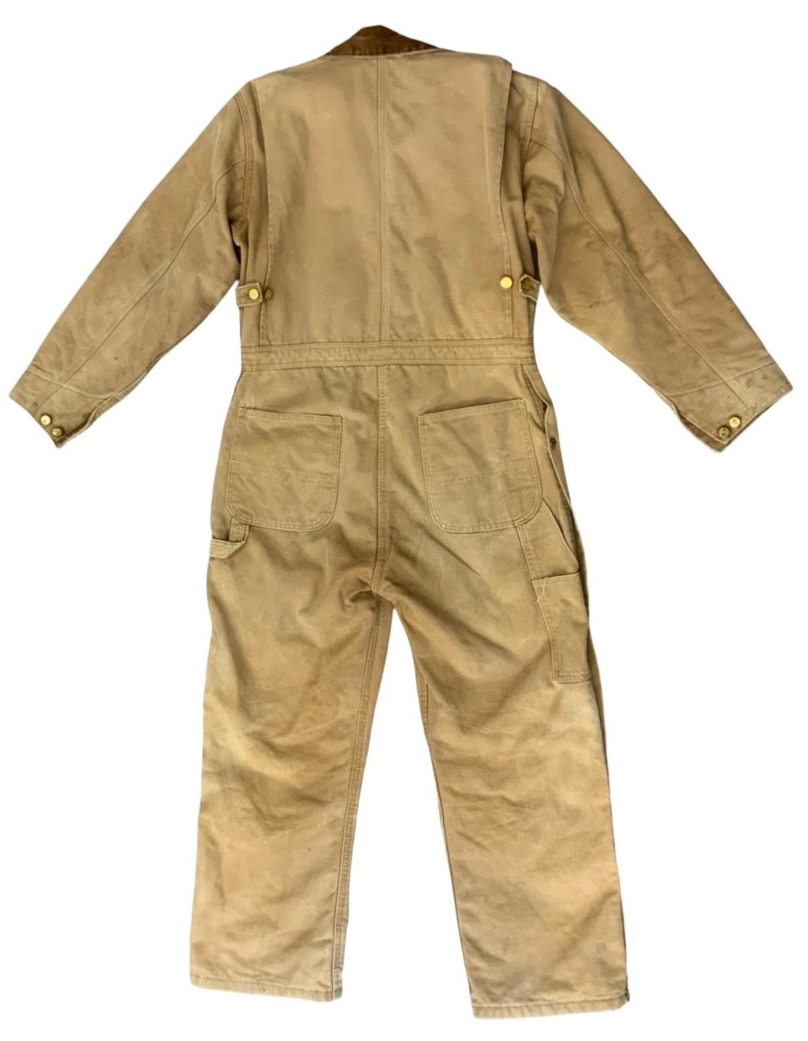 VTG CARHARTT LTD 1989 100 YEAR CANVAS QUILT LINED BOILER OVERALLS USA WORKWEAR M