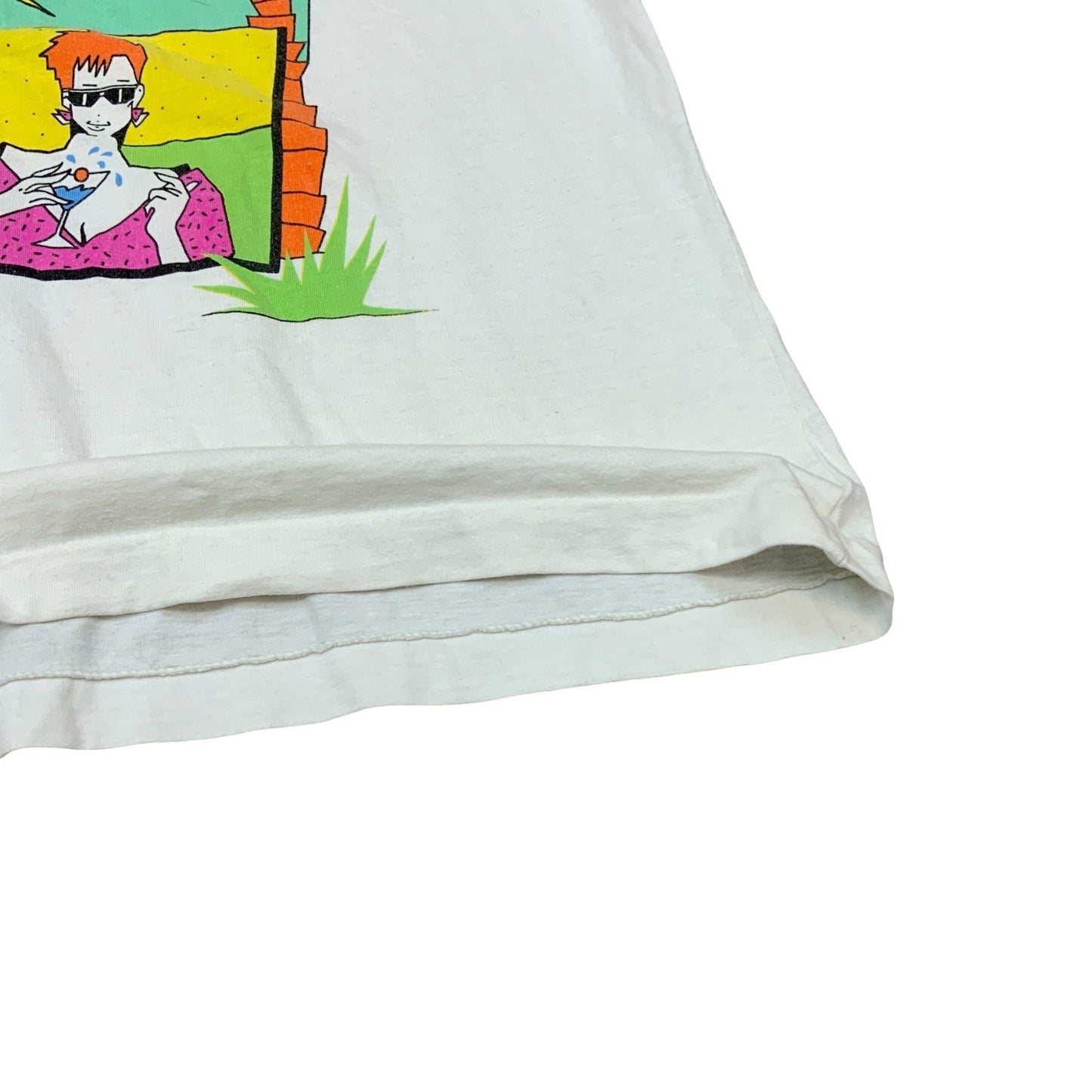 VTG 80S EGON VON FURSTENBERG WHITE SINGLE STITCH GRAPHIC TEE MEDIUM