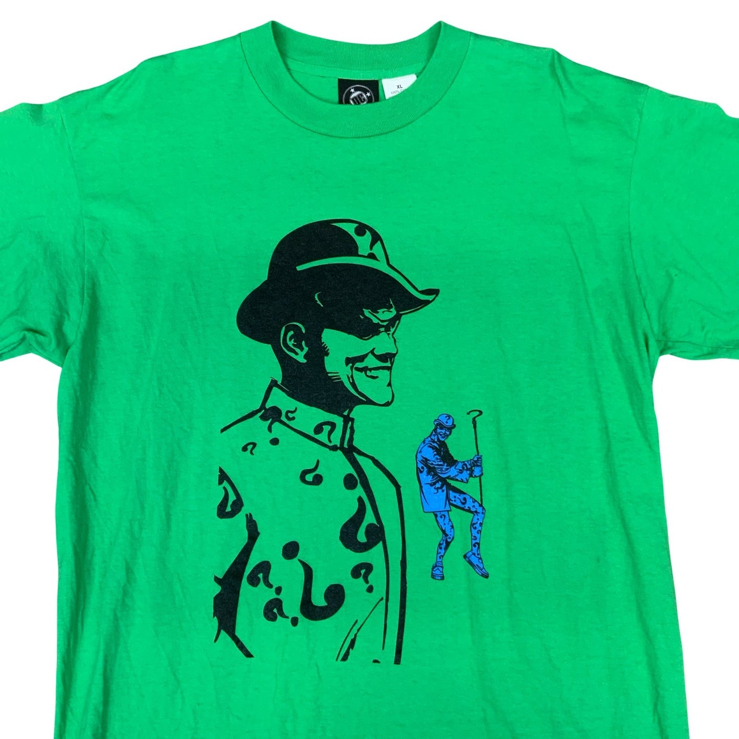 VTG 90S DC COMICS THE RIDDLER BATMAN GREEN SINGLE STITCH GRAPHIC TEE XL