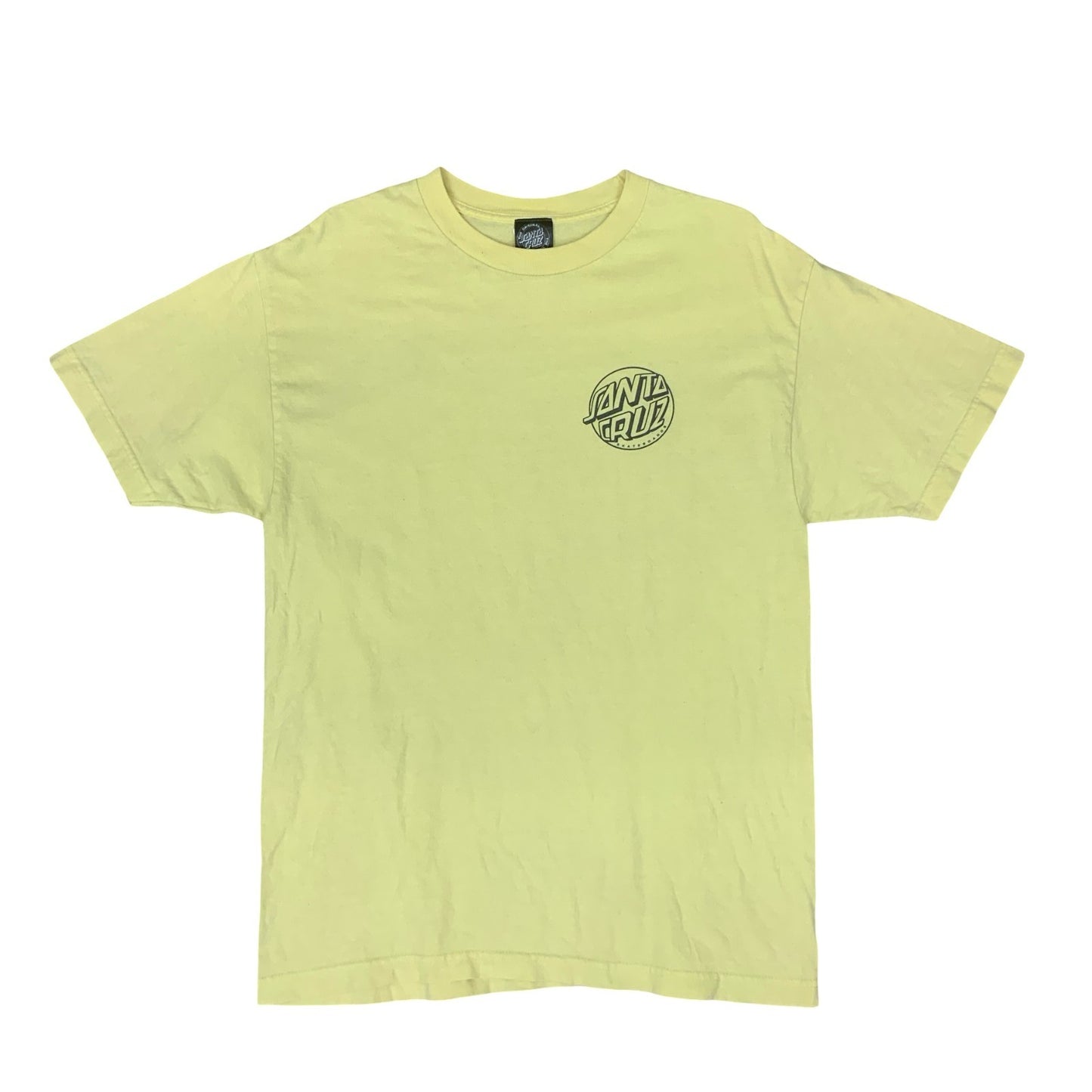 Y2K SANTA CRUZ SKATEBOARDS SKATING SURFING YELLOW GRAPHIC TEE LARGE