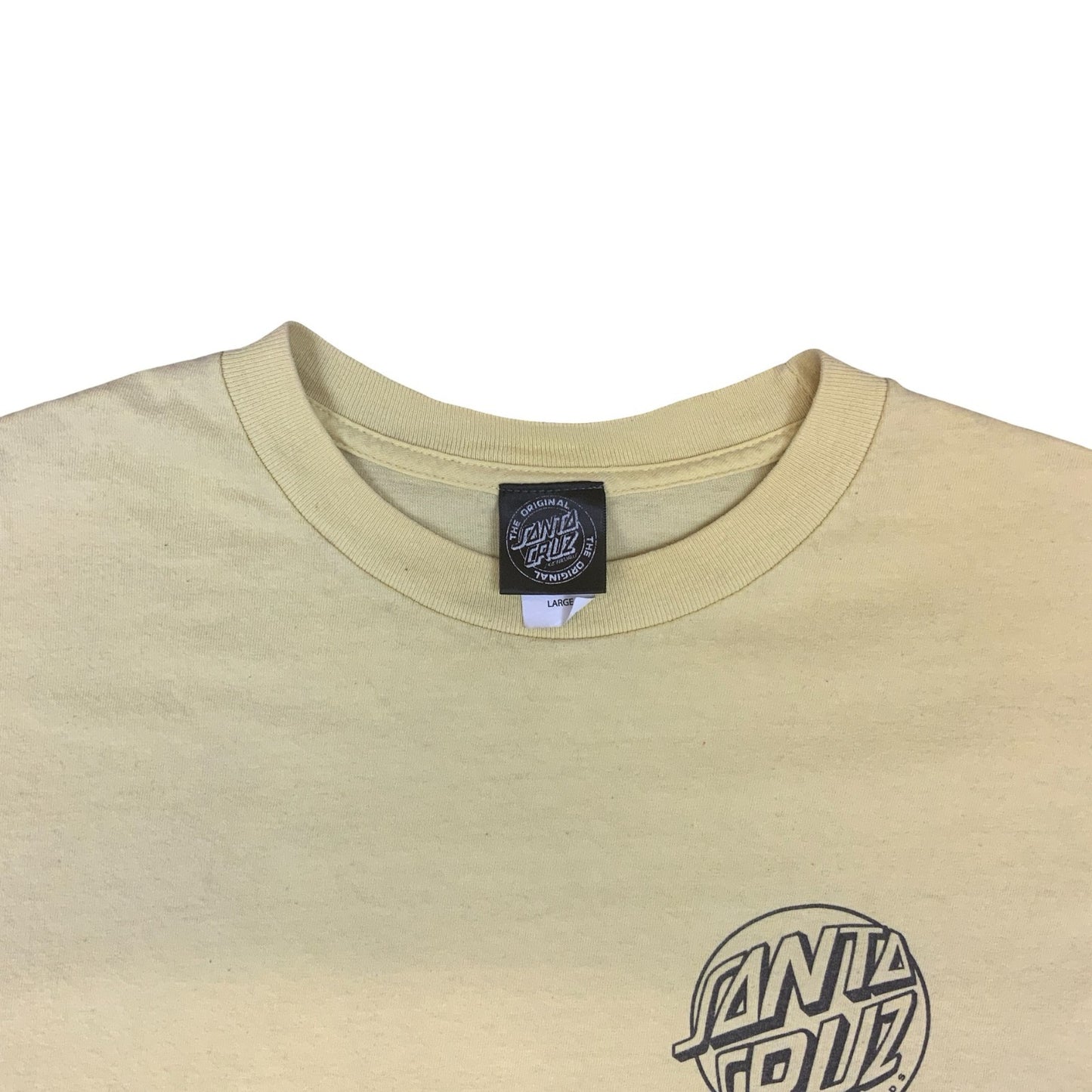 Y2K SANTA CRUZ SKATEBOARDS SKATING SURFING YELLOW GRAPHIC TEE LARGE