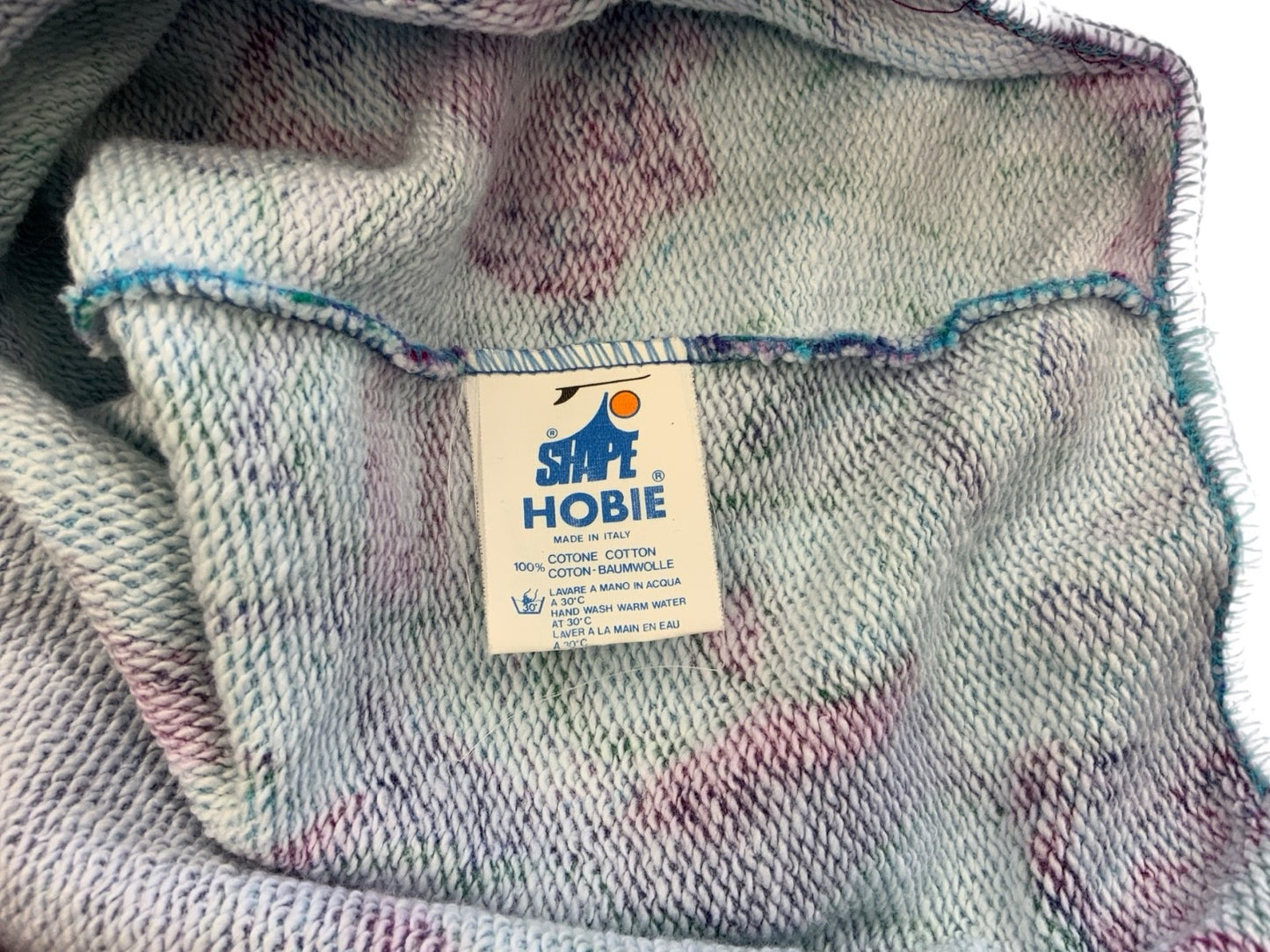 90s LADIES USA HOBIE CALIFORNIA BLUE TROPICAL SURF SHORT SLEEVE SWEATSHIRT UK 12