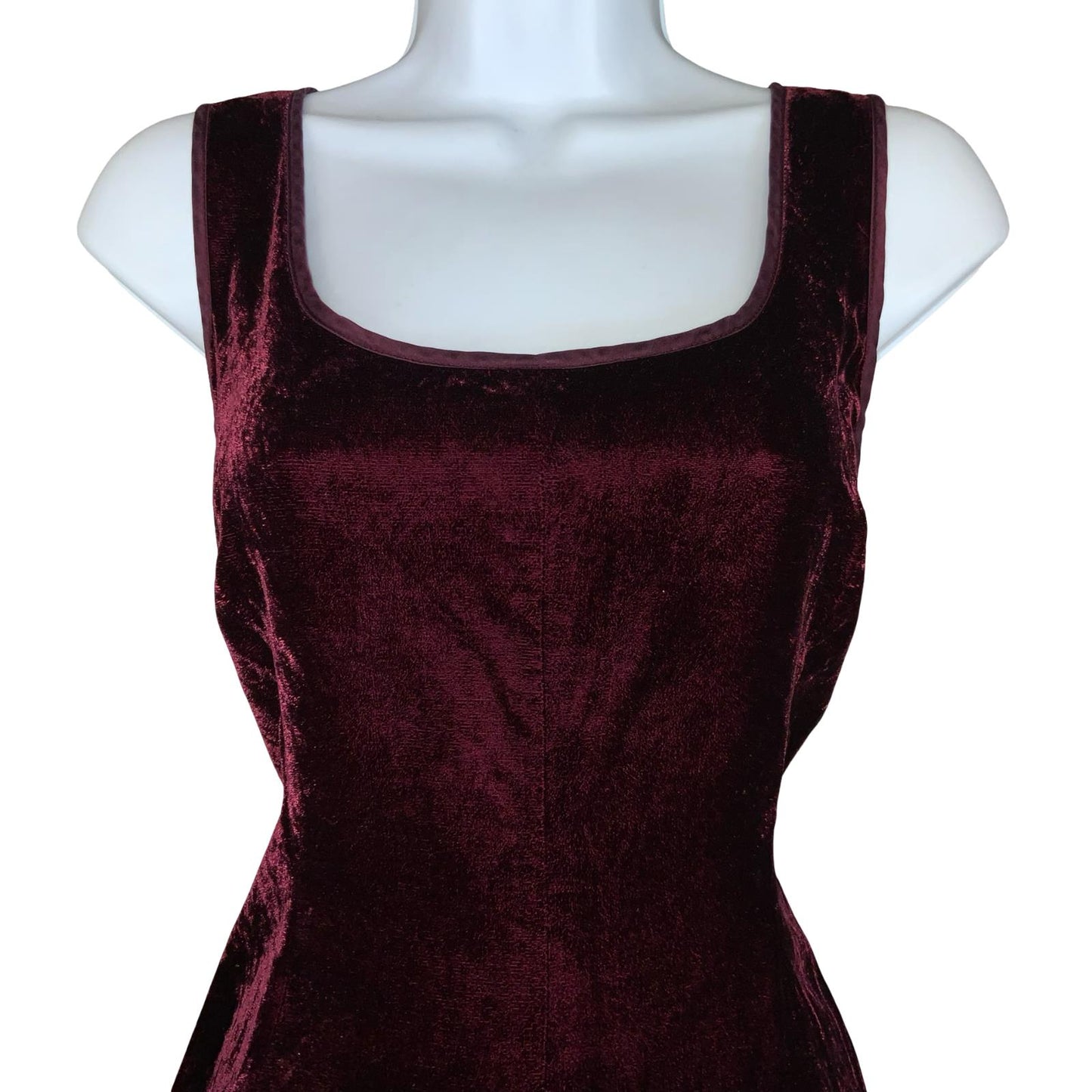 VTG 'LAURA ASHLEY' BURGUNDY RED SELVED SLEEVELESS VELVET MINI PARTY DRESS S 10