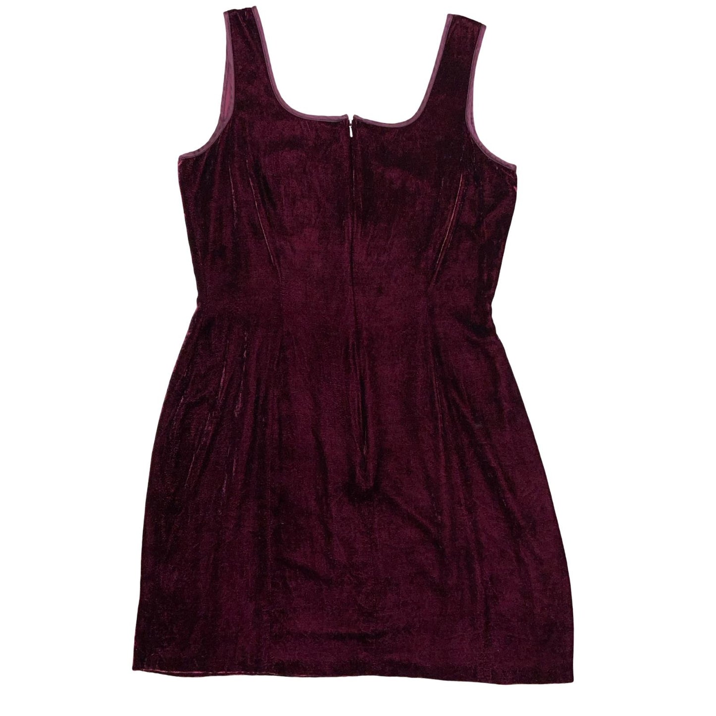 VTG 'LAURA ASHLEY' BURGUNDY RED SELVED SLEEVELESS VELVET MINI PARTY DRESS S 10