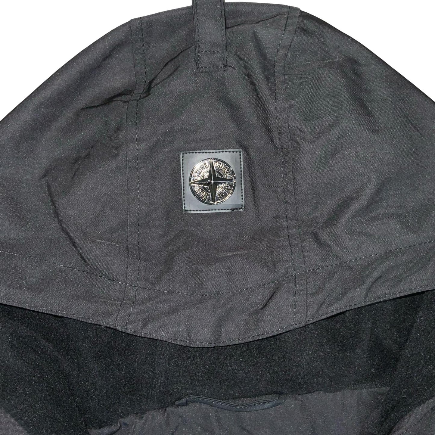 VTG 90s 'STONE ISLAND' BLACK PULL-OVER GORPCORE HOODED ANORAK WINDBREAKER XXL