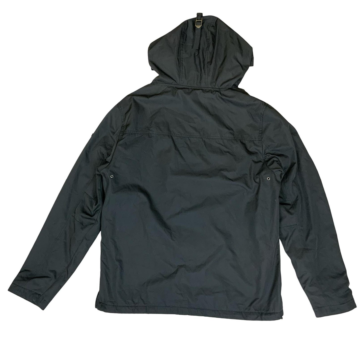 VTG 90s 'STONE ISLAND' BLACK PULL-OVER GORPCORE HOODED ANORAK WINDBREAKER XXL