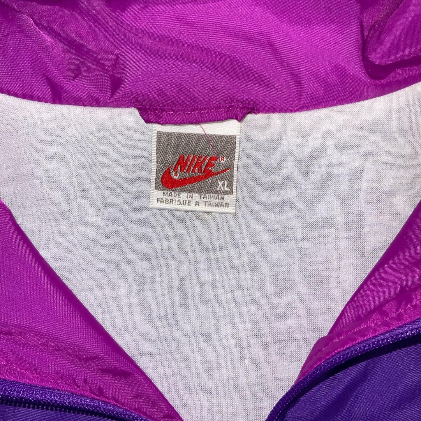 VTG 80s 'NIKE' PURPLE BLUE RETRO COLOUR-BLOCK LINED TRACK WINDBREAKER JACKET 3XL
