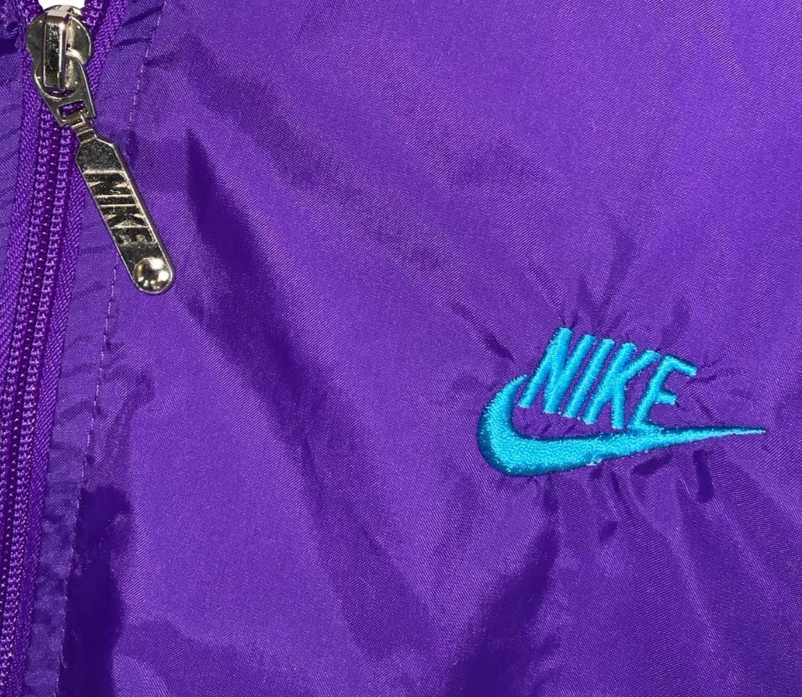 VTG 80s 'NIKE' PURPLE BLUE RETRO COLOUR-BLOCK LINED TRACK WINDBREAKER JACKET 3XL