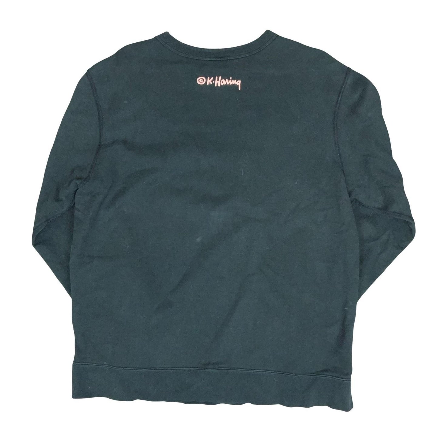 'KEITH HARING' BLACK PINK OUIJA SPELL-OUT GRAPHIC PULL-OVER SWEATSHIRT XL