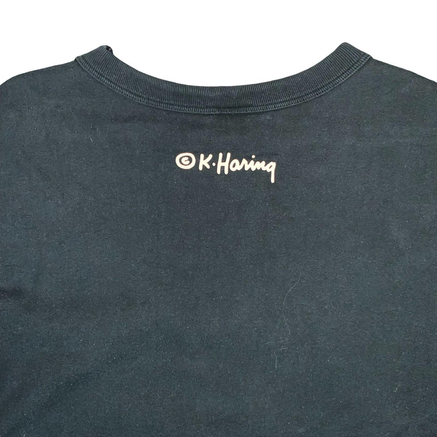'KEITH HARING' BLACK PINK OUIJA SPELL-OUT GRAPHIC PULL-OVER SWEATSHIRT XL