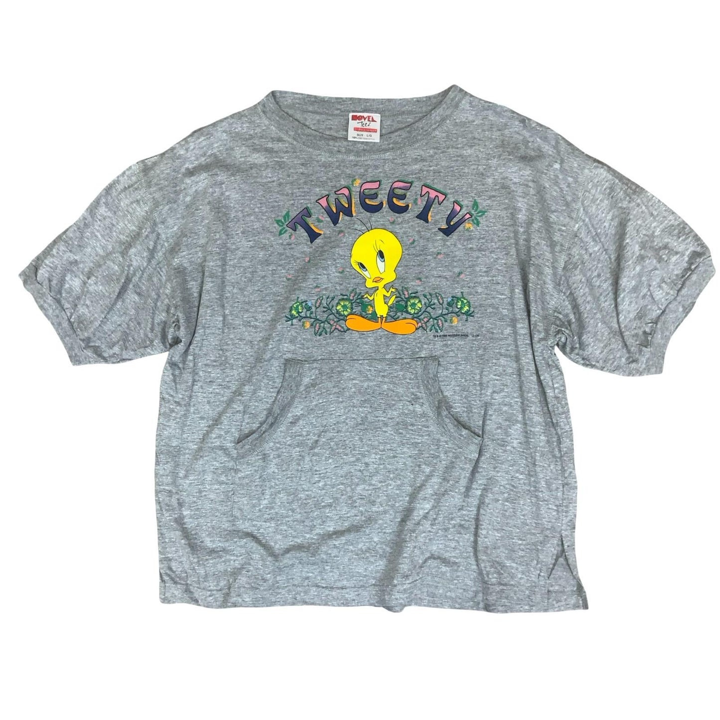 VTG 90s 'NOVEL TEEZ DESIGNS' GREY TWEETY BIRD WARNER BROS GRAPHIC SWEATSHIRT XL