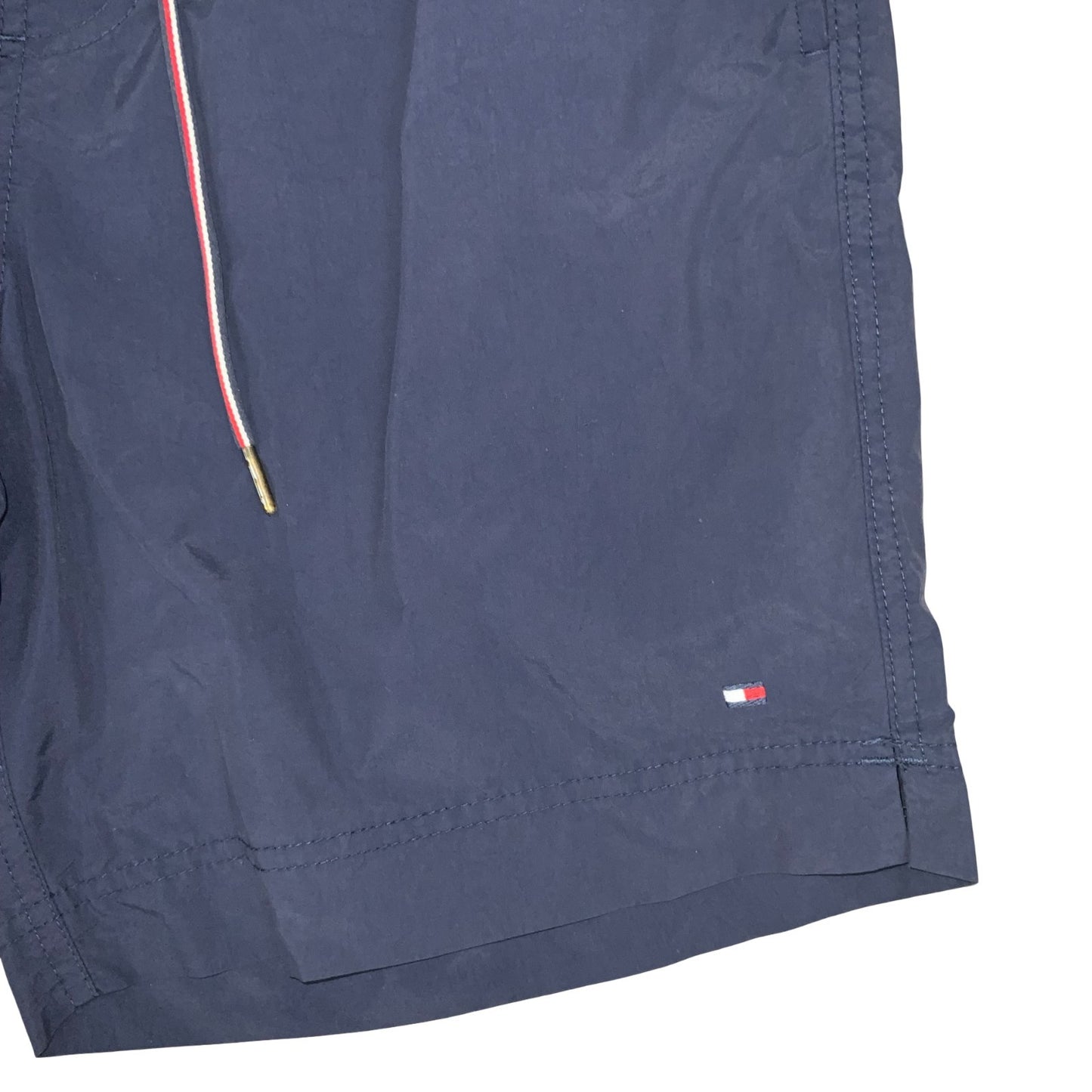 VTG 00s 'TOMMY HILFIGER' NAVY BLUE LOGO JOGGER ELASTICATED SHORTS SMALL