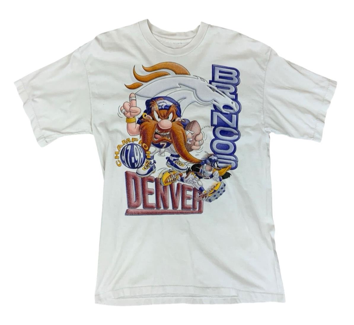 VTG 1998 DENVER BRONCOS AMERICAN FOOTBALL SINGLE STITCH T SHIRT S 38”
