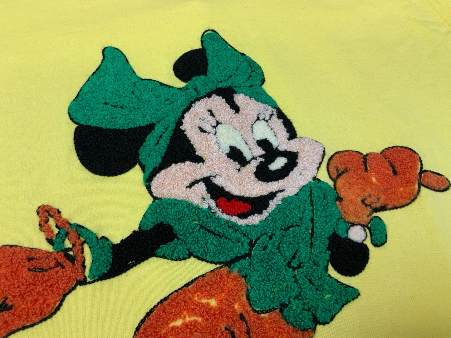 VTG LADIES 80s DISNEY MINNIE MOUSE CHENILLE EMBROIDERED SWEAT CARDIGAN S 10
