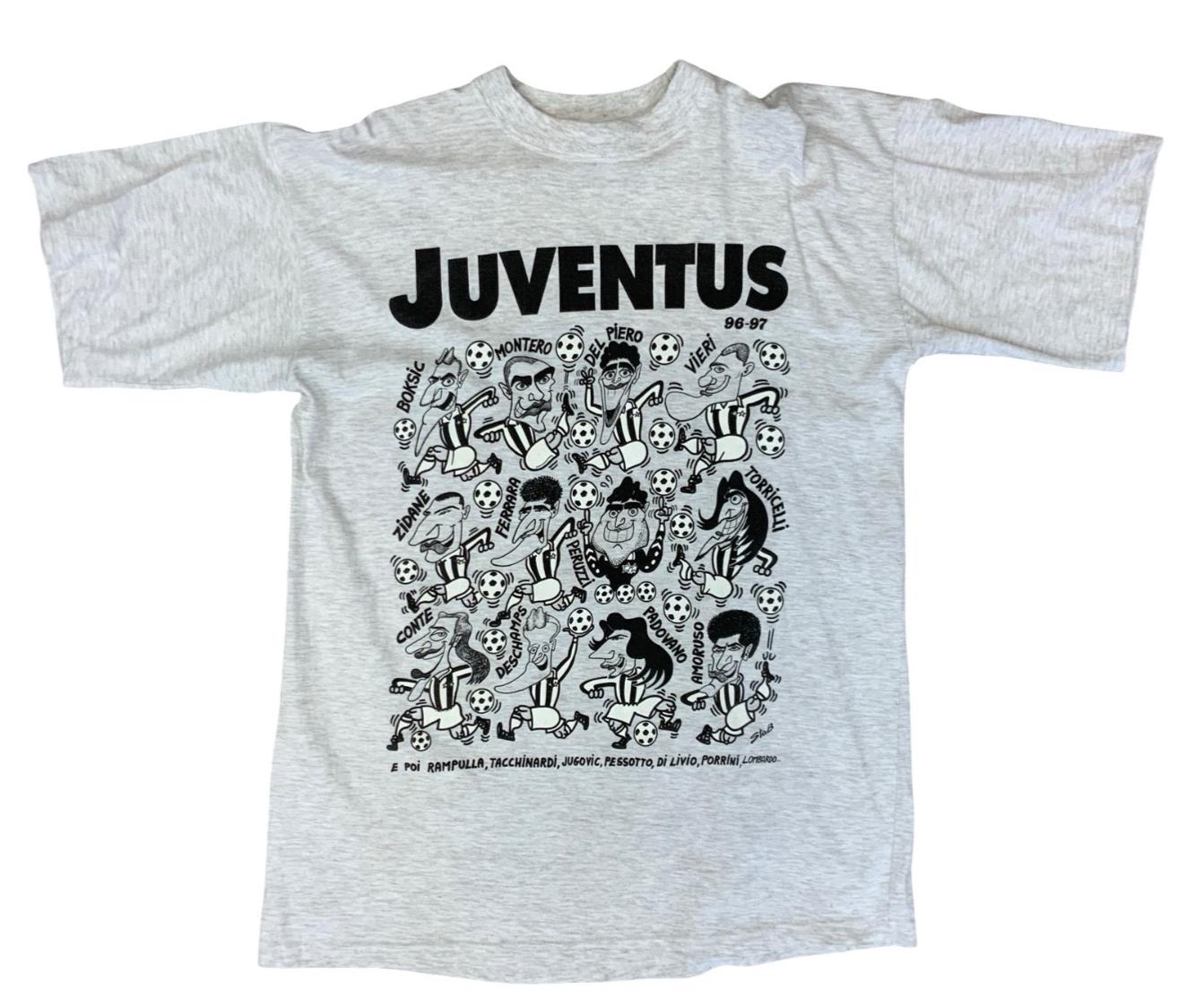 VTG 1996-1997 90s ITALIAN JUVENTUS FOOTBALL CLUB T SHIRT 100th ANNIVERSARY L
