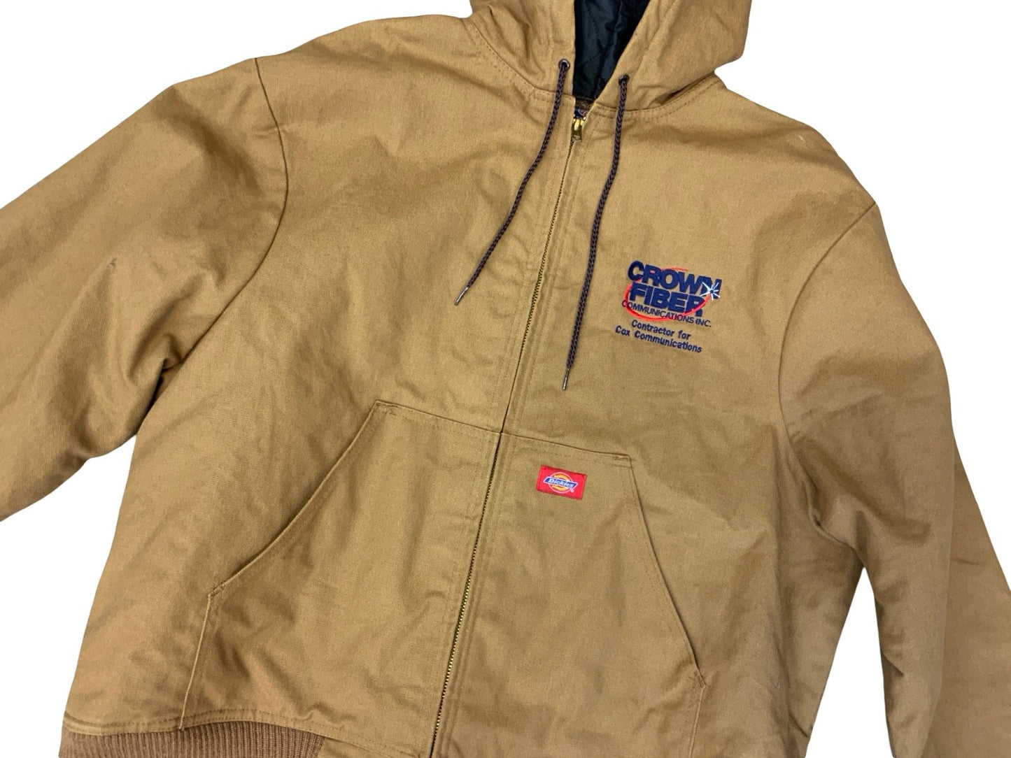 VTG USA IMPORTED DICKIES DUCK CANVAS HOODED WORKWEAR JACKET QUILT LINED LARGE