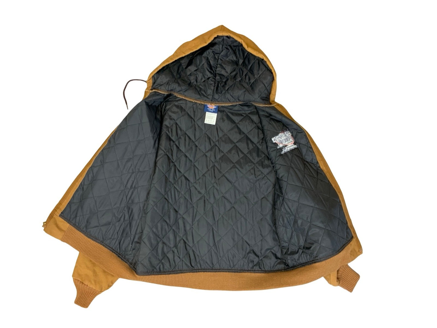 VTG USA IMPORTED DICKIES DUCK CANVAS HOODED WORKWEAR JACKET QUILT LINED LARGE