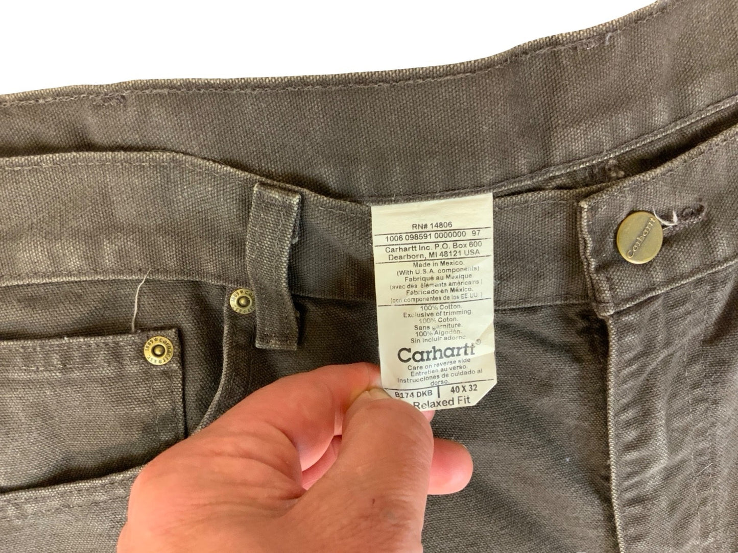 CARHARTT BROWN DUCK CANVAS RELAXED FIT STRAIGHT CARPENTER WORK TROUSERS 38W 30L