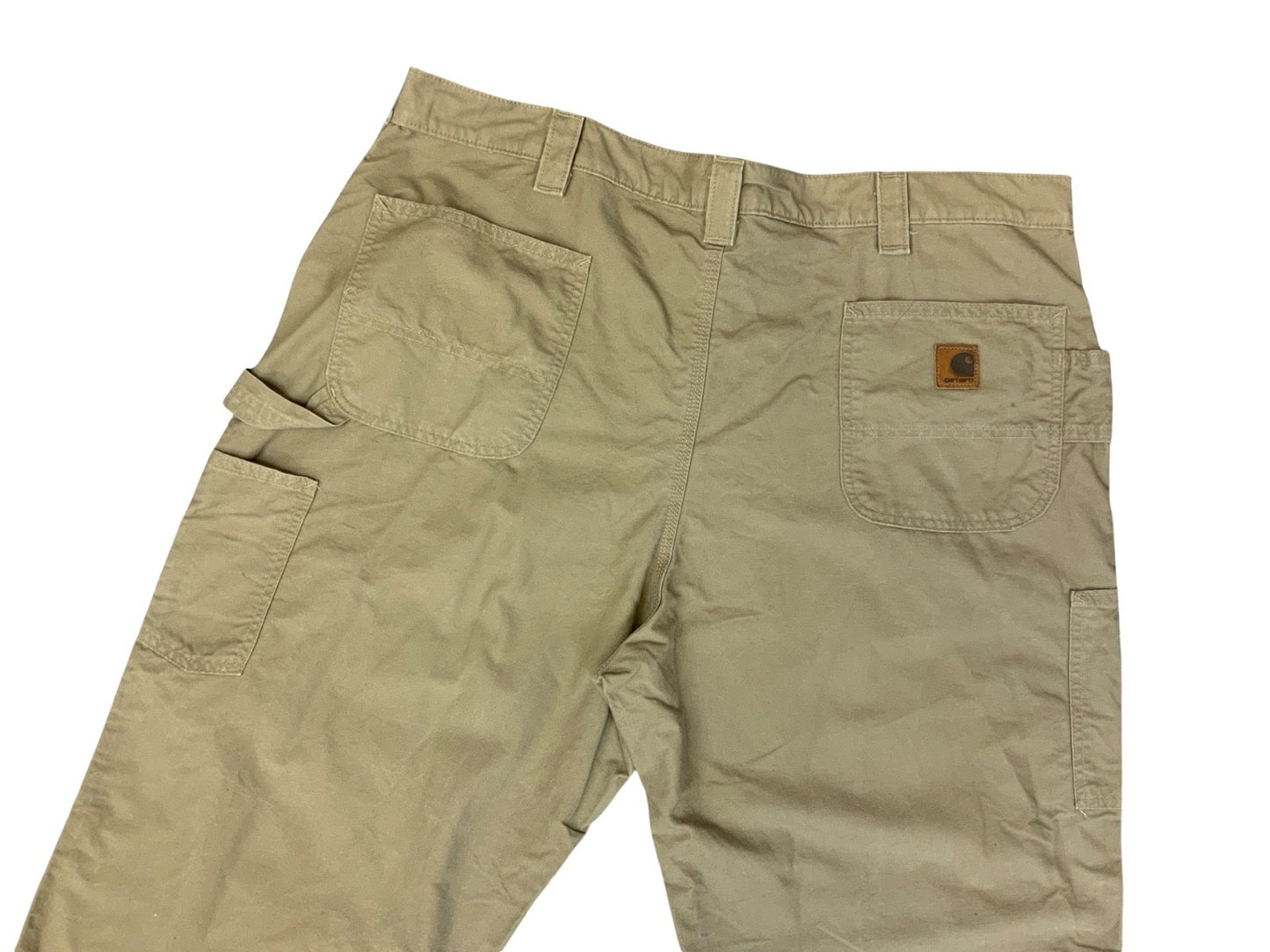 CARHARTT BEIGE LIGHT DUCK CANVAS RELAXED DUNGAREE FIT CARPENTER TROUSERS 41W 33L