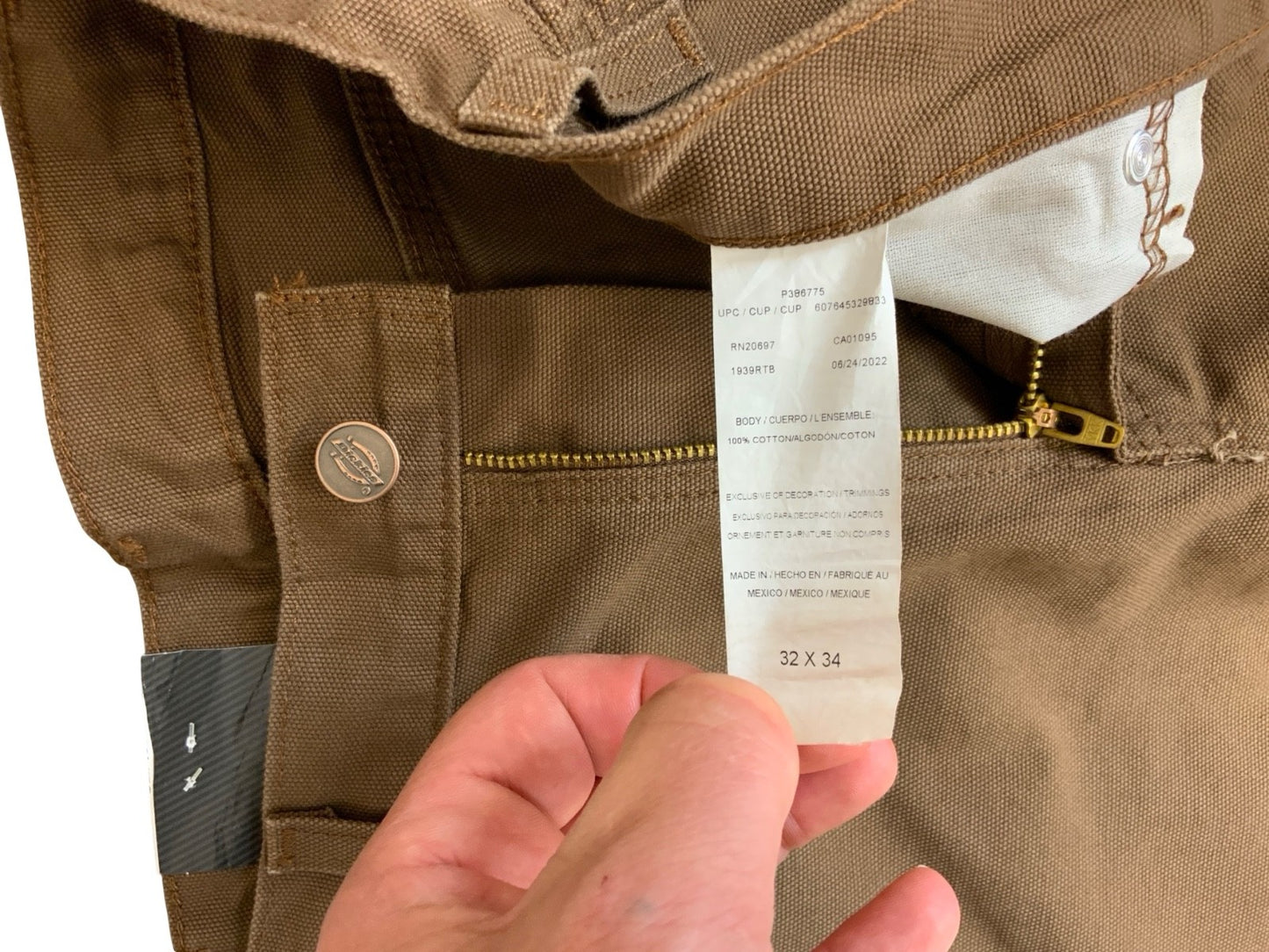 BNWT DICKIES BROWN DUCK CANVAS RELAXED FIT STRAIGHT CARPENTER TROUSERS 32W 34L