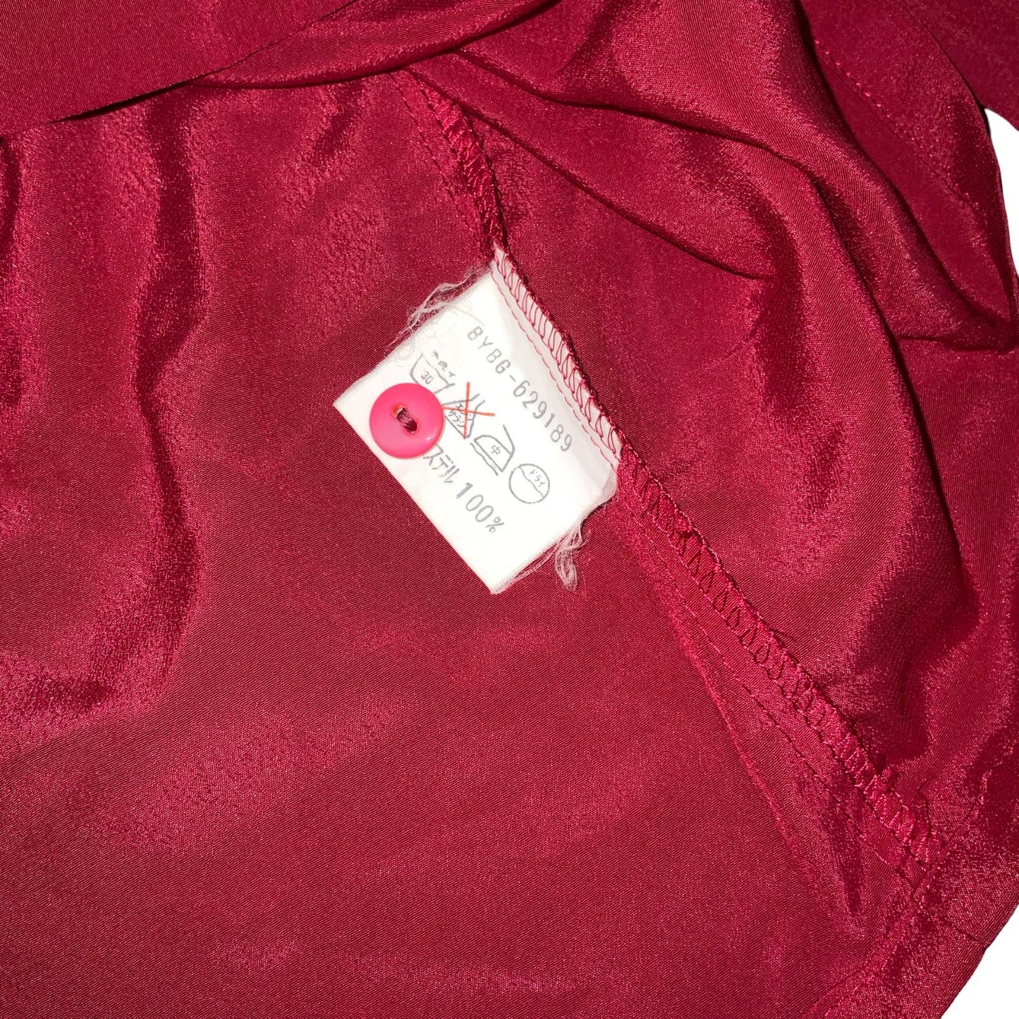 VTG 'SERGE NANCEL' RED SILK GRAPHIC FOLK HORSE JOCKEYS LONG SLEEVE BLOUSE M 14