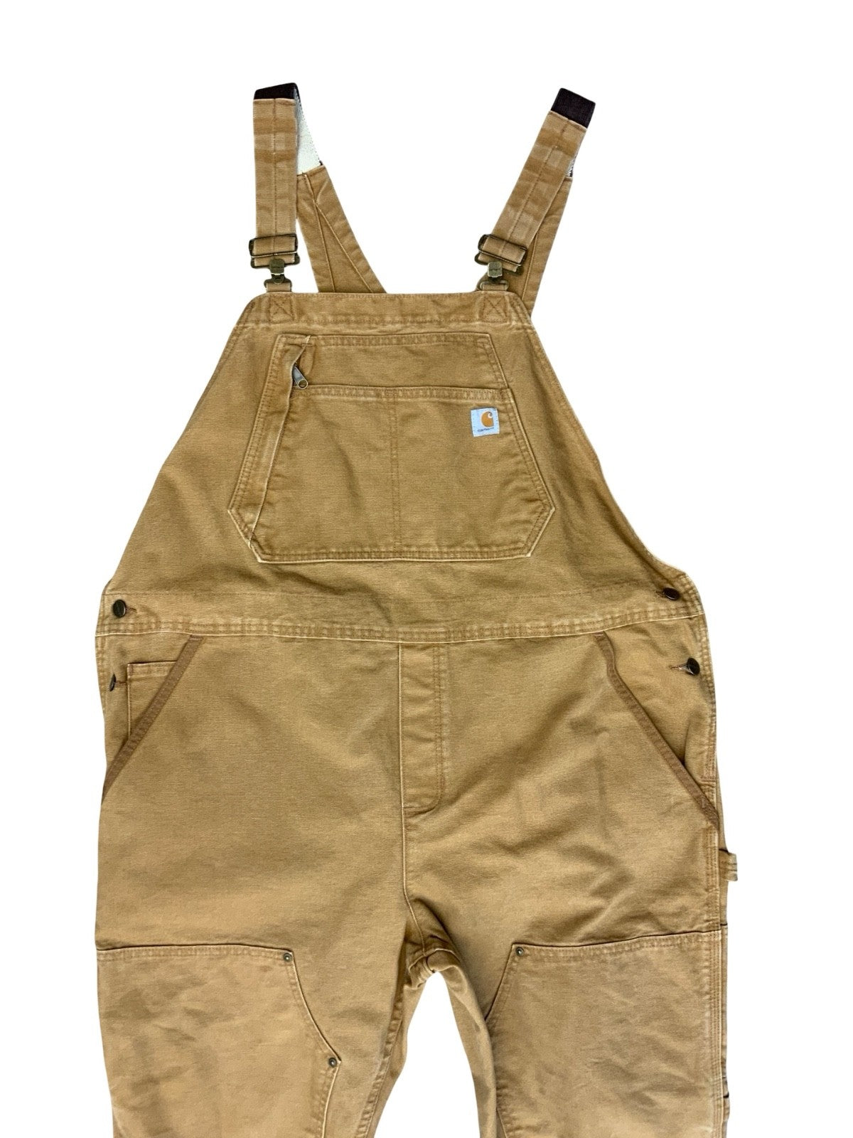 CARHARTT LADIES TAN DUCK CANVAS CARPENTER USA WORKWEAR DUNGAREES SIZE UK20 SHORT