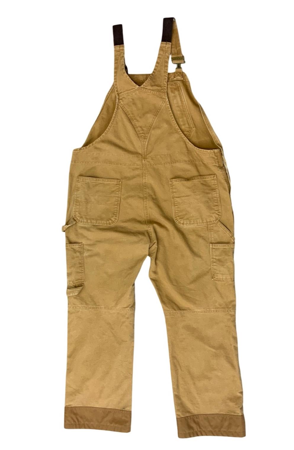 CARHARTT LADIES TAN DUCK CANVAS CARPENTER USA WORKWEAR DUNGAREES SIZE UK20 SHORT