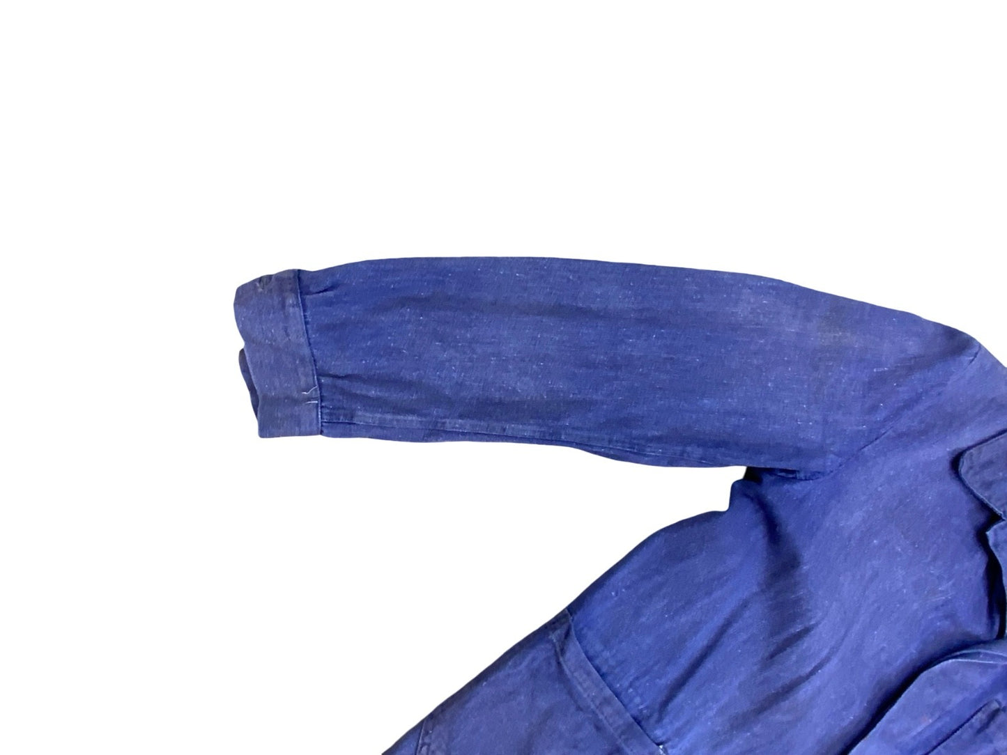 VTG DISTRESSED & FADED DENIM EU FRENCH WORKWEAR CHORE JACKET INDIGO M