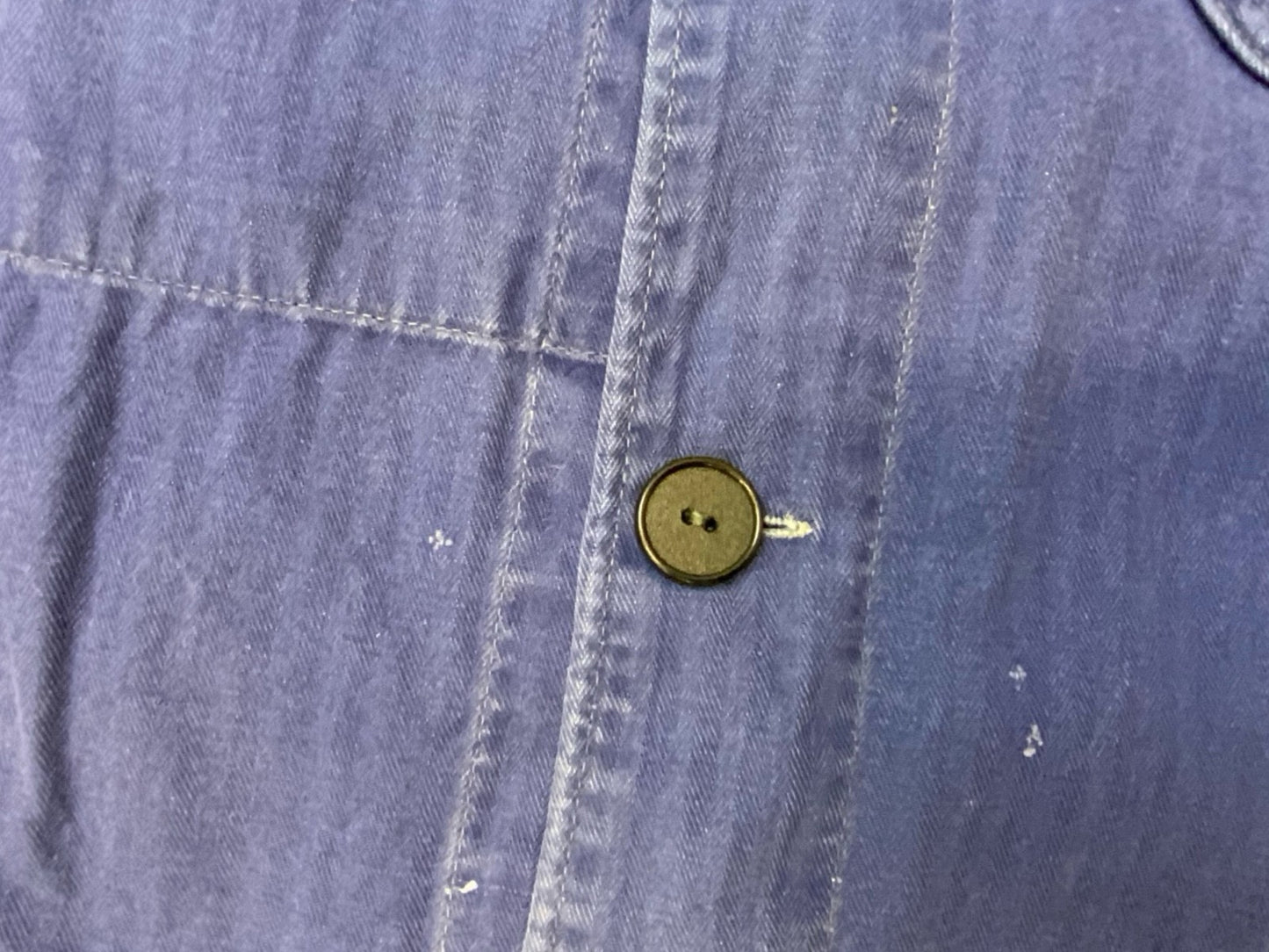 VTG FADED HERRINGBONE EU WORKWEAR CHORE JACKET INDIGO TWILL COTTON FRENCH M