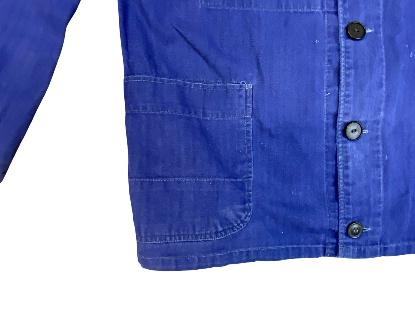 VTG FADED HERRINGBONE EU WORKWEAR CHORE JACKET INDIGO TWILL COTTON FRENCH M